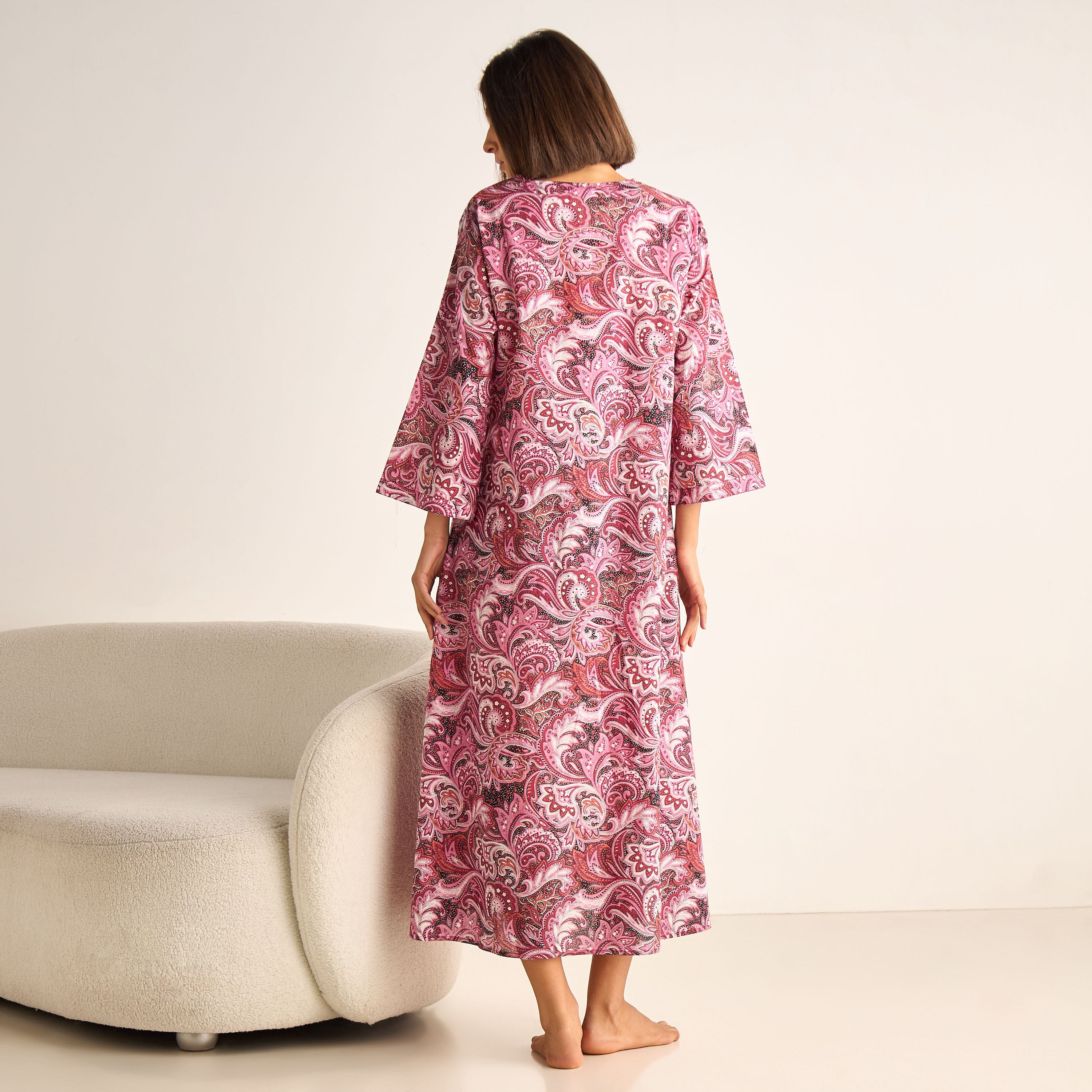 فستان نوم قطن بأكمام طويلة وطبعات-women-clothing-nightwear-nighties-image-4
