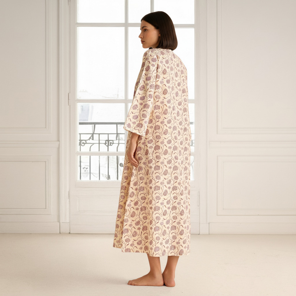 فستان نوم قطن بأكمام طويلة وطبعات-women-clothing-nightwear-nighties-image-2