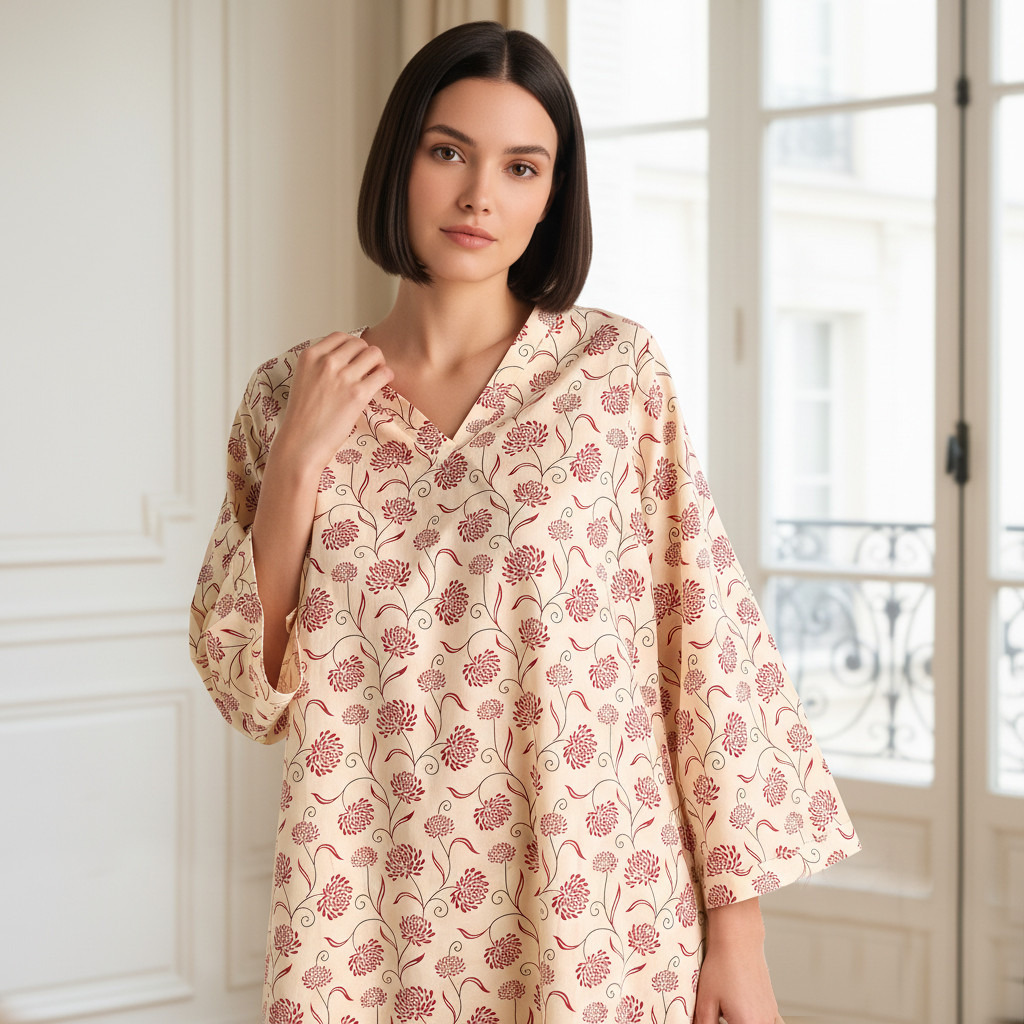 فستان نوم قطن بأكمام طويلة وطبعات-women-clothing-nightwear-nighties-image-3