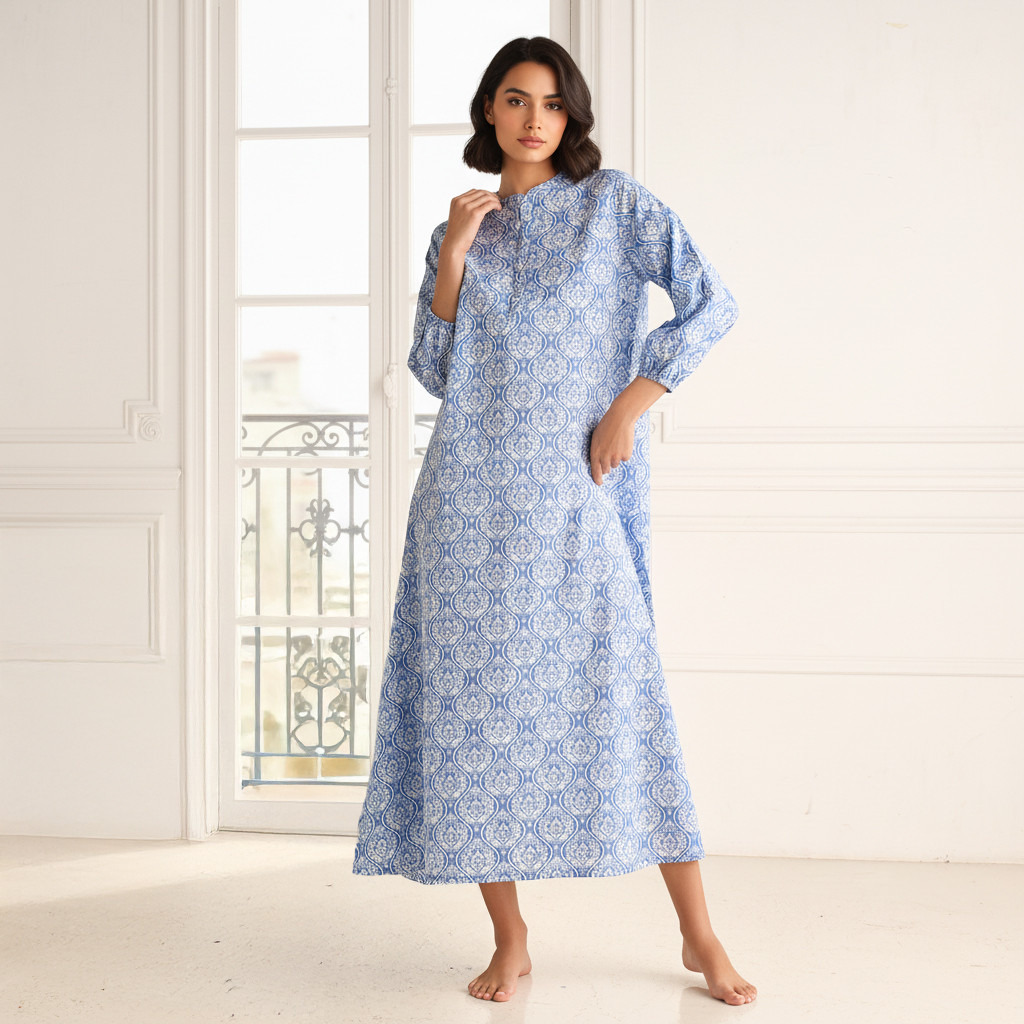 Night Dress Long Sleeves Printed Cotton-PROMO_SP_AE_2FOR149_110625-image-1