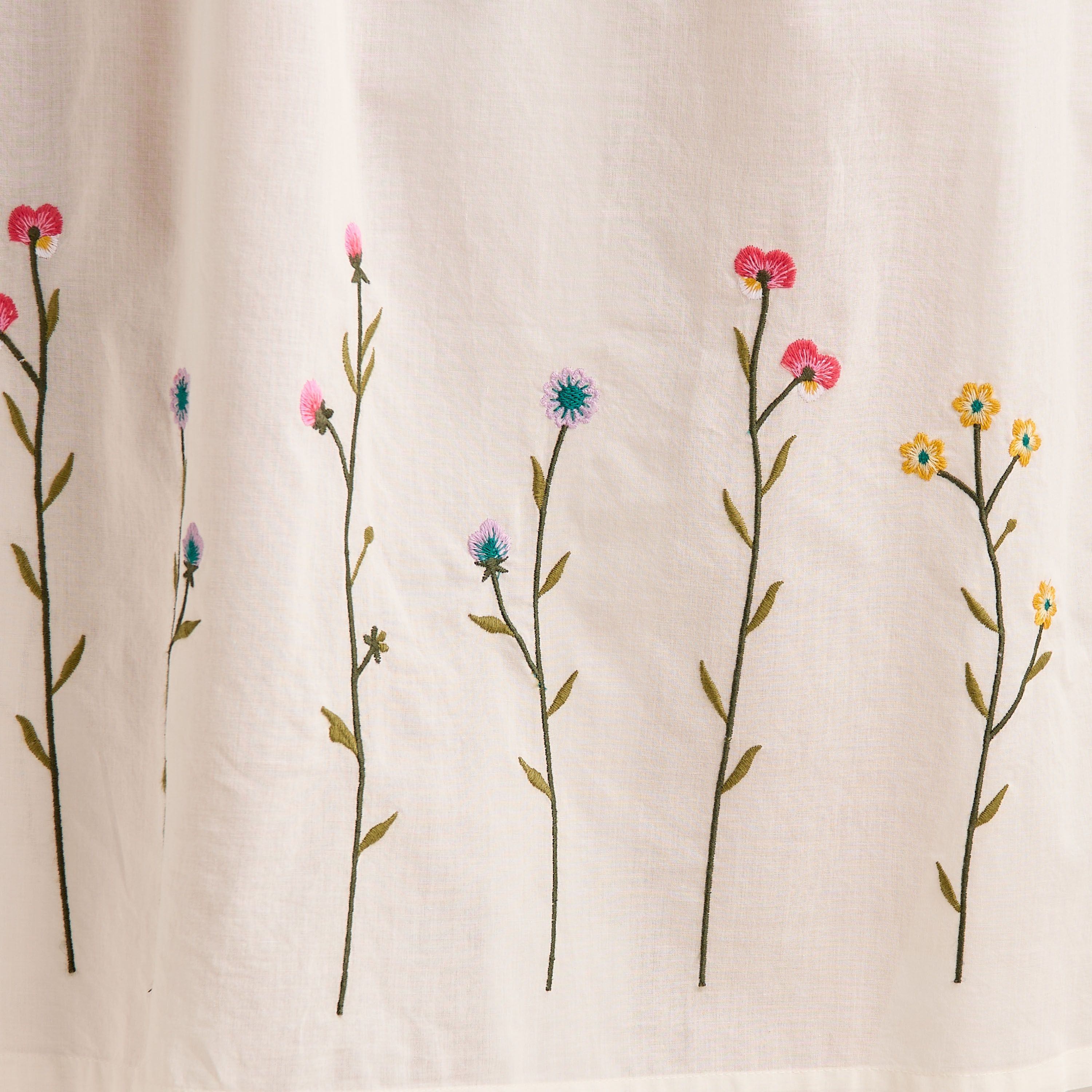 Night Dress Short Sleeves with Floral Embroidery Cotton-women-clothing-nightwear-nighties-image-5