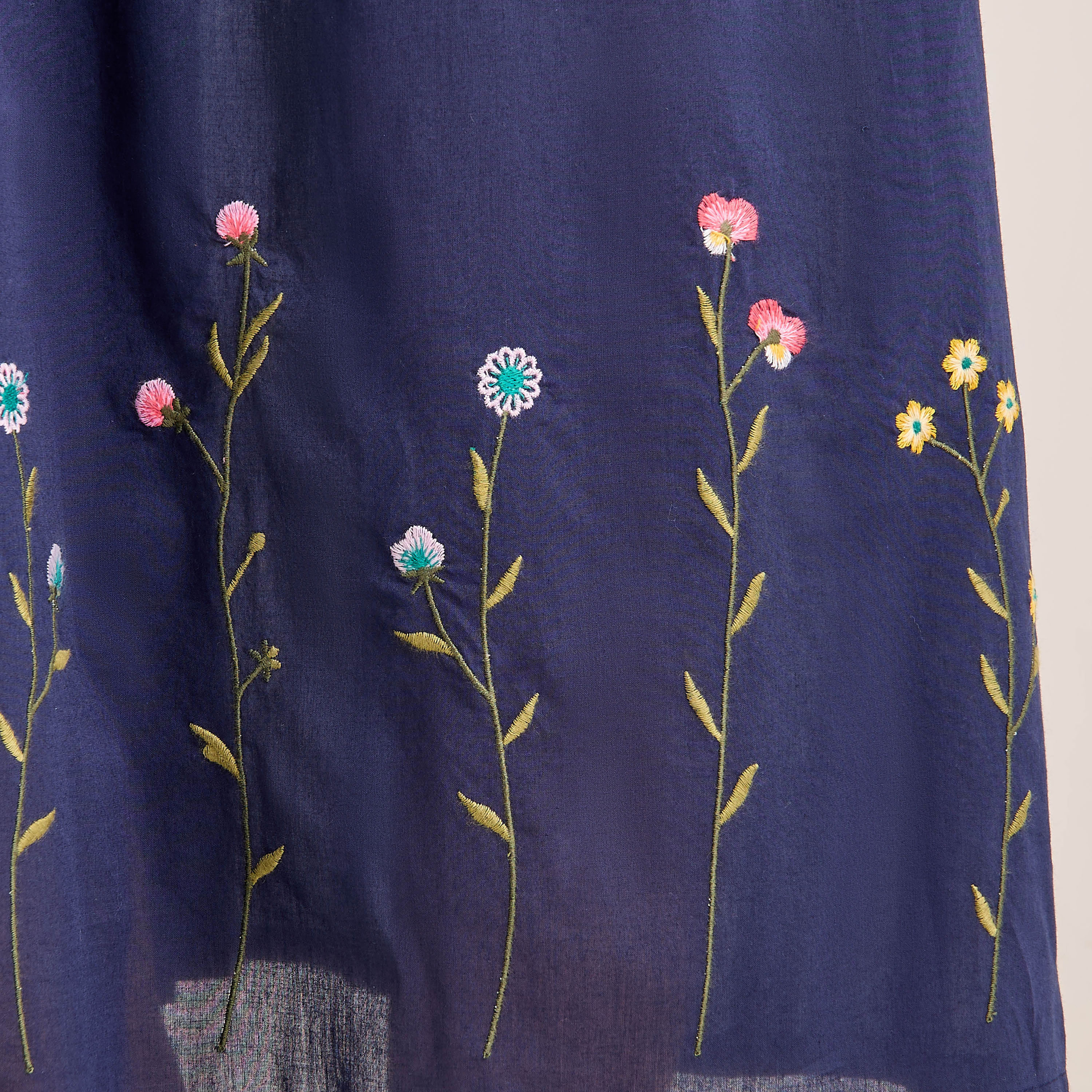 Night Dress Short Sleeves with Floral Embroidery Cotton-women-clothing-nightwear-nighties-image-5