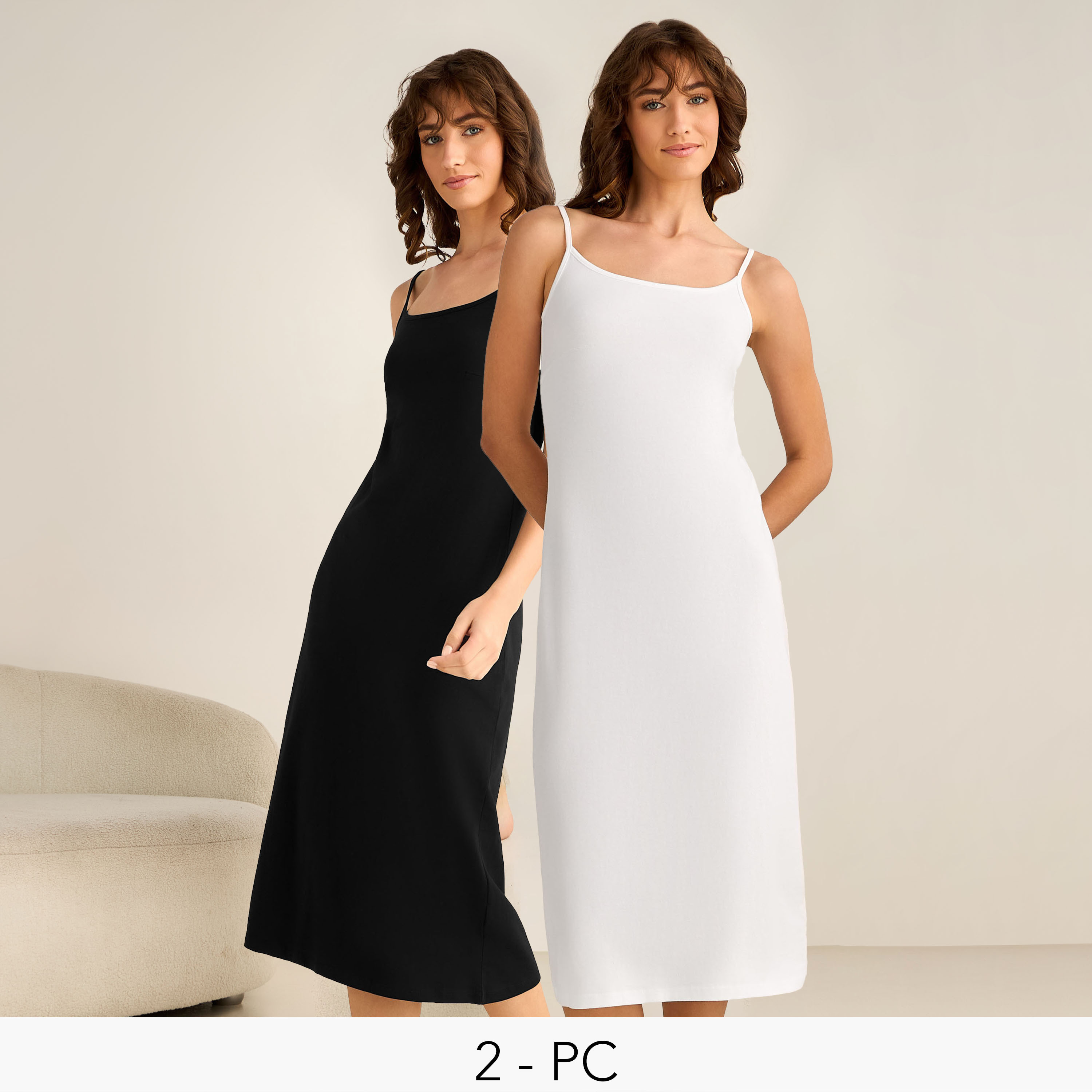 Set of 2 - Slip Dress with Adjustable Strap-women-clothing-nightwear-nighties-image-1