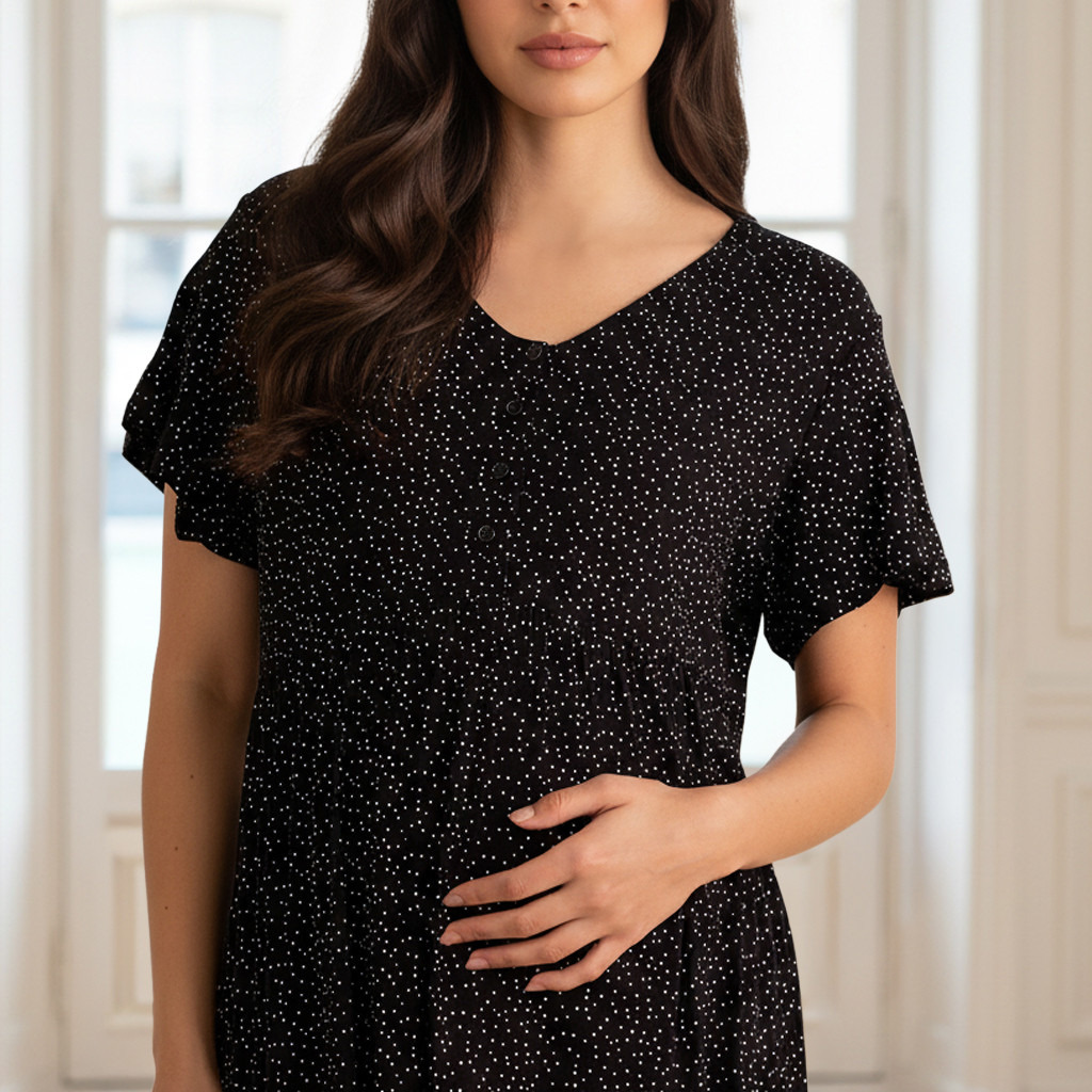 Maxi Maternity Night Dress Short Sleeves with Polka Dot Print-PROMO_SP_SA_BUNDLE_2FOR159_180925-image-3