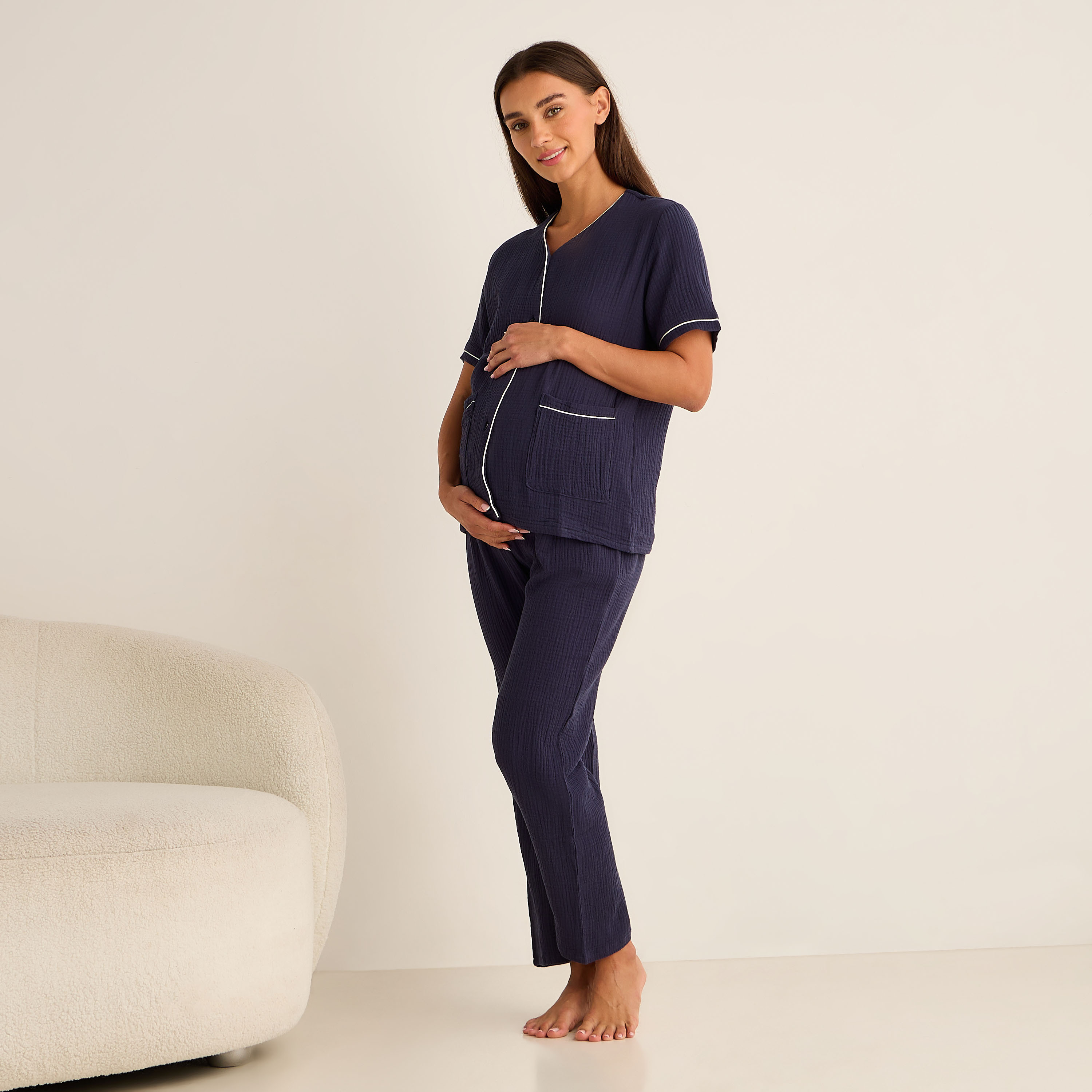 Maternity Pyjama Set Shirt & Pants Cotton-women-clothing-nightwear-pyjamas-longsets-image-1