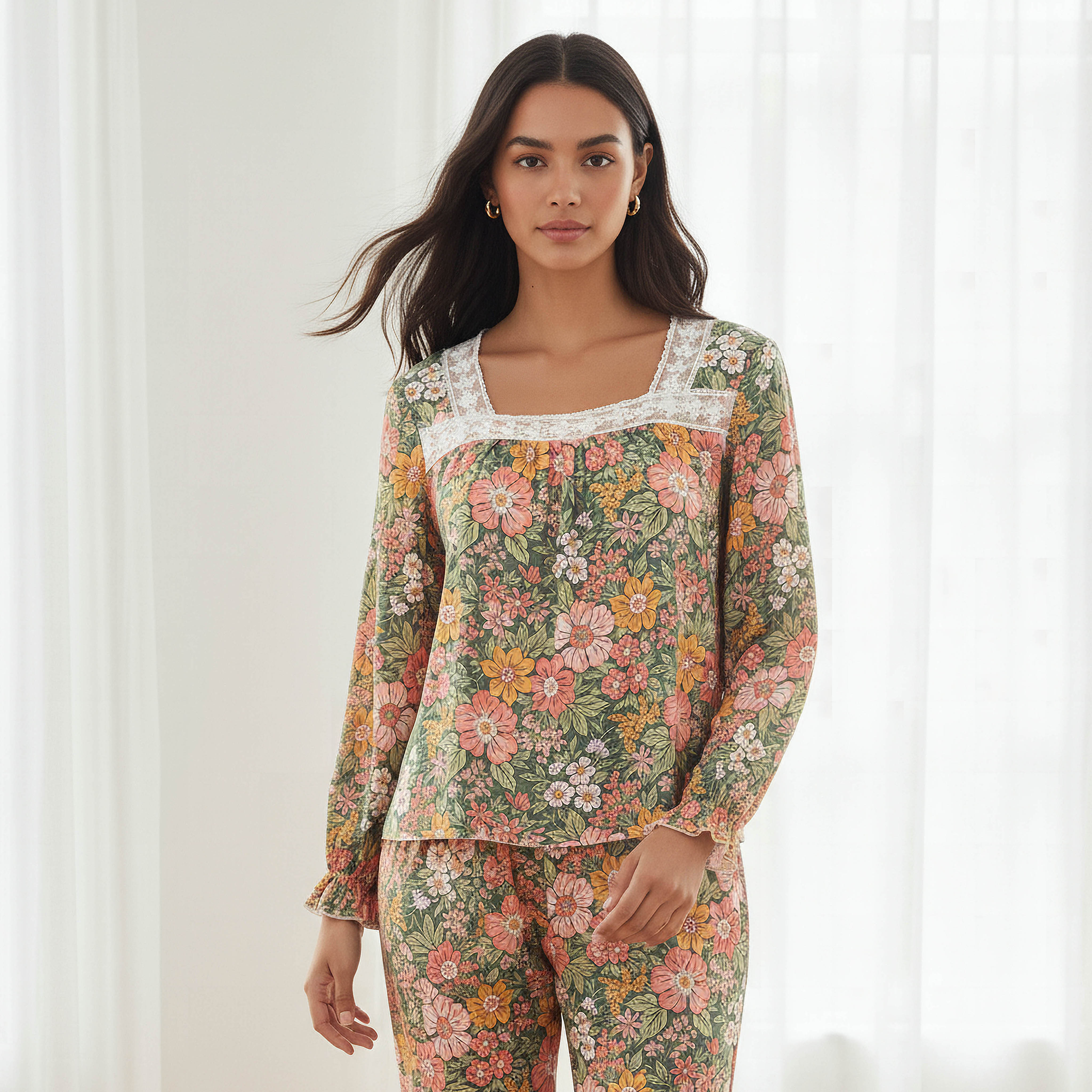 Pyjama Set Top & Trousers-women-clothing-nightwear-pyjamas-longsets-image-2