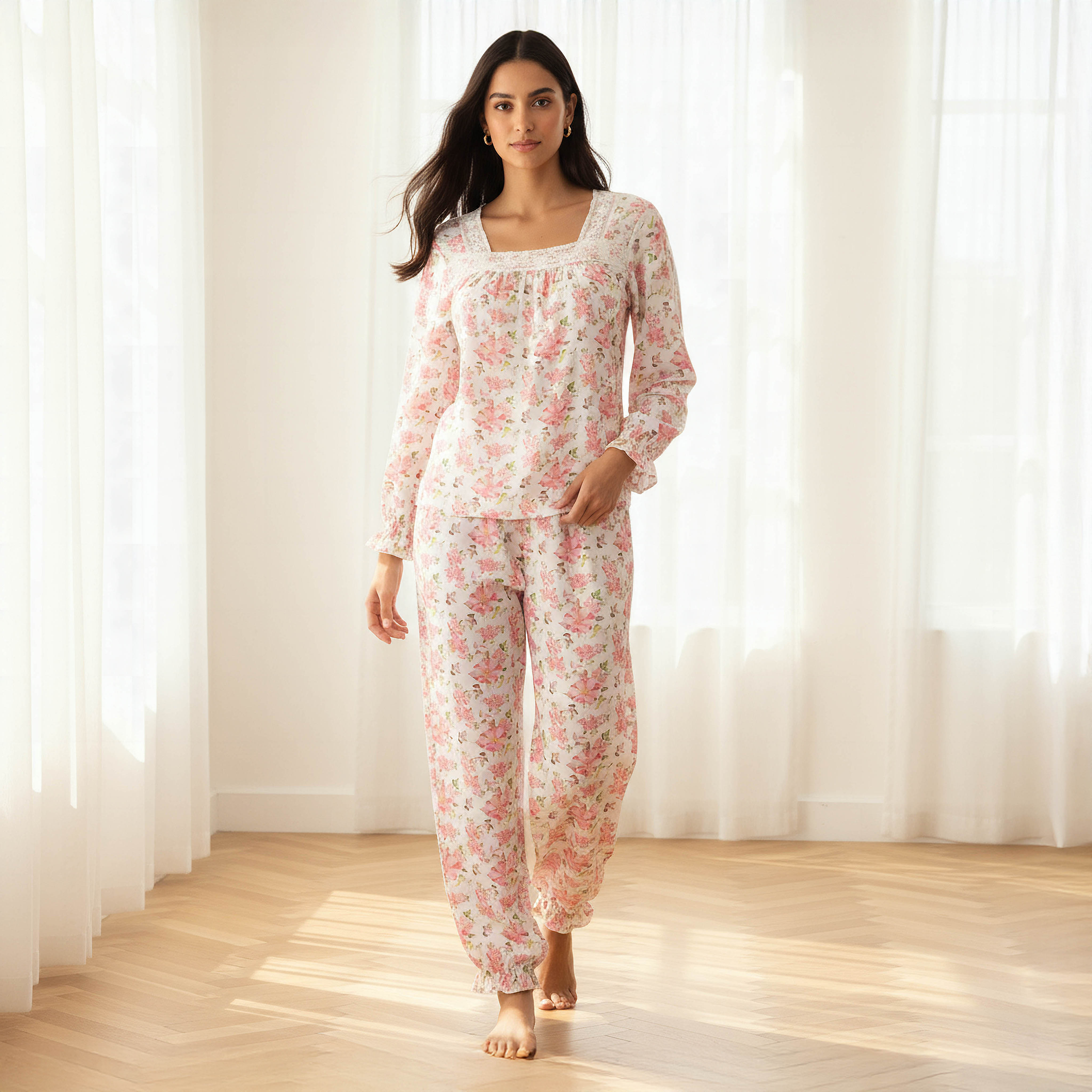 Pyjama Set Top & Trousers-women-clothing-nightwear-pyjamas-longsets-image-1