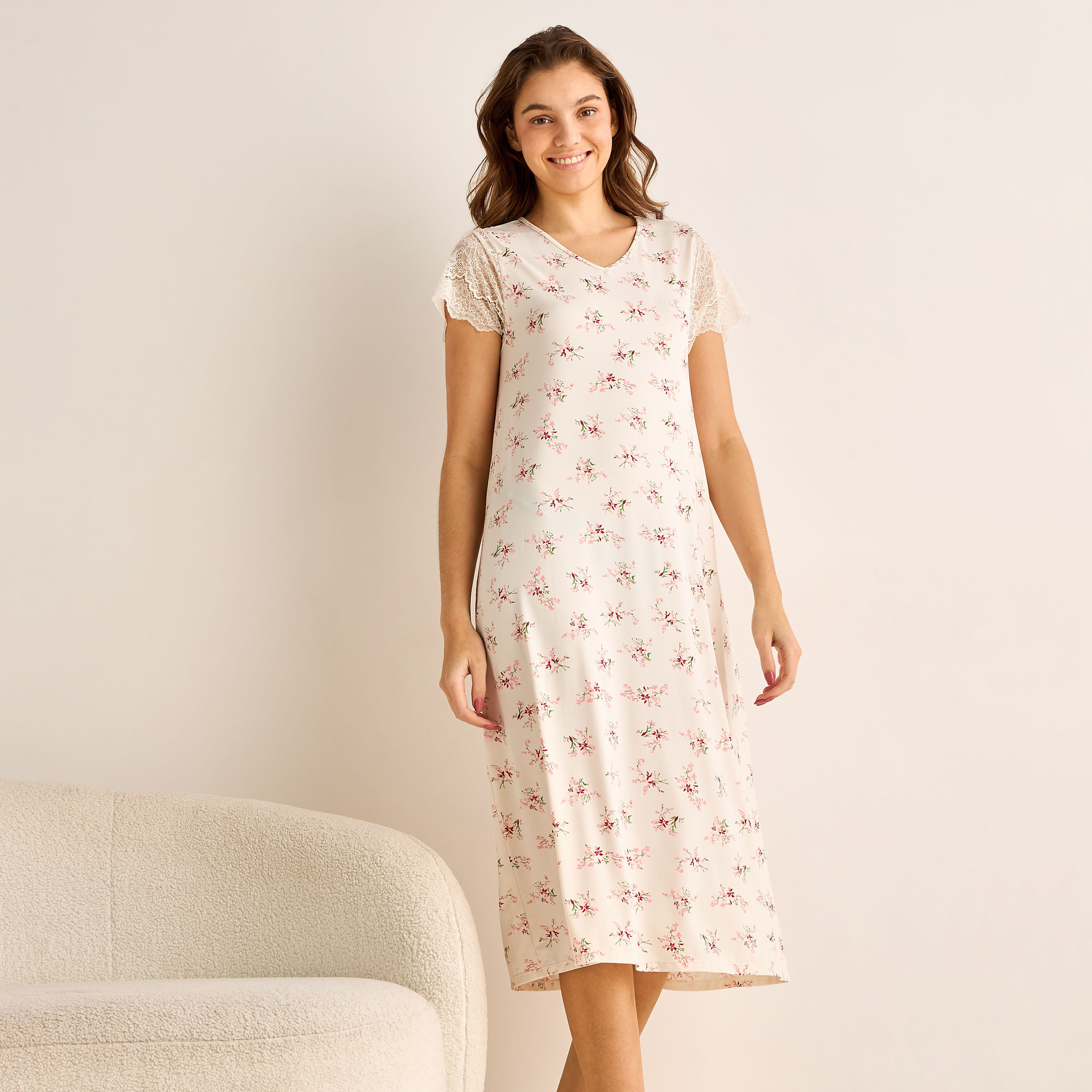 Night Dress Short Sleeve Floral Print-PROMO_SP_AE_2FOR99_110625-image-1