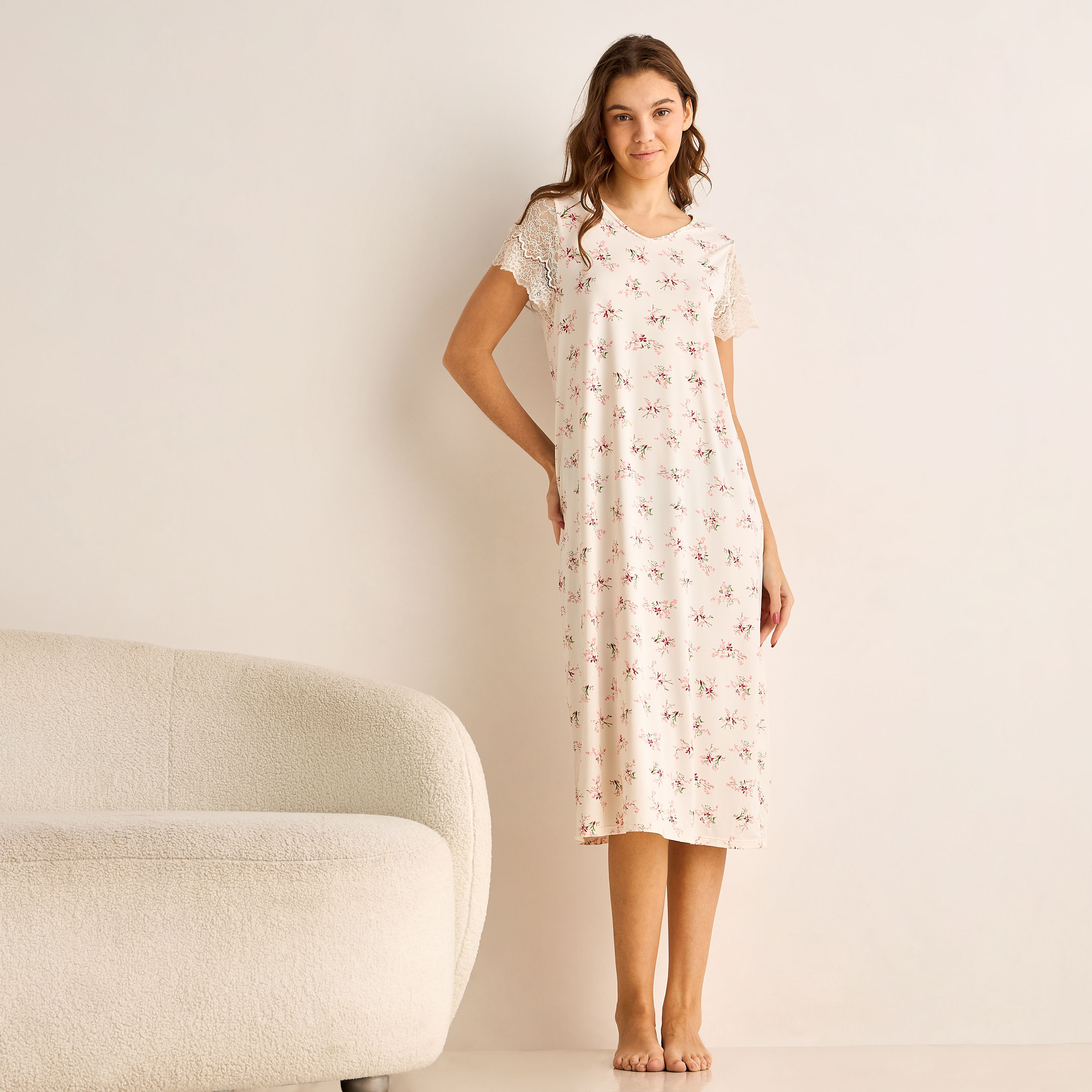 Night Dress Short Sleeve Floral Print-PROMO_SP_AE_2FOR99_110625-image-2