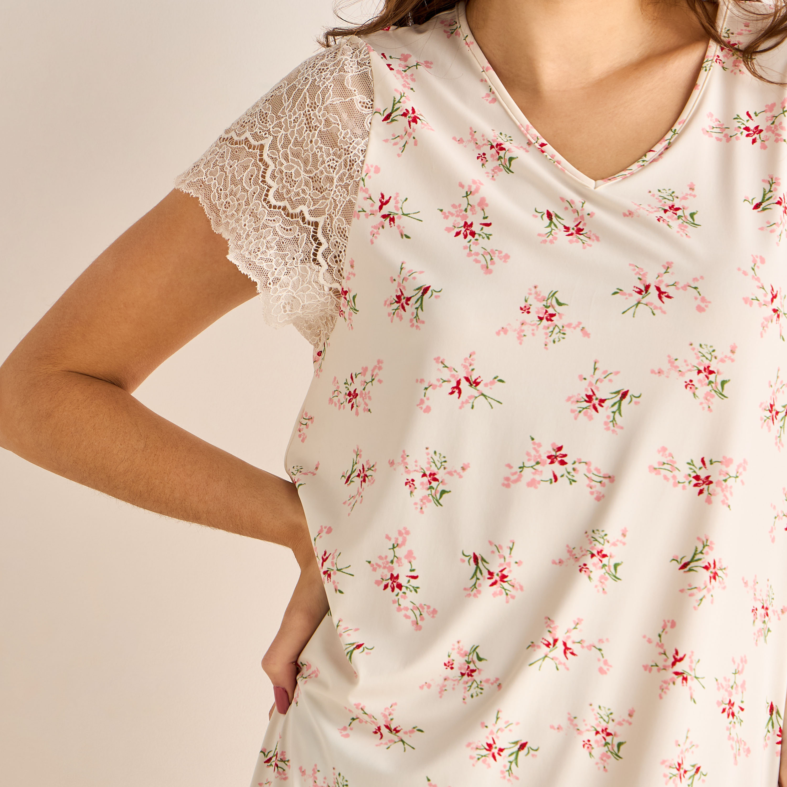 Night Dress Short Sleeve Floral Print-PROMO_SP_AE_2FOR99_110625-image-3