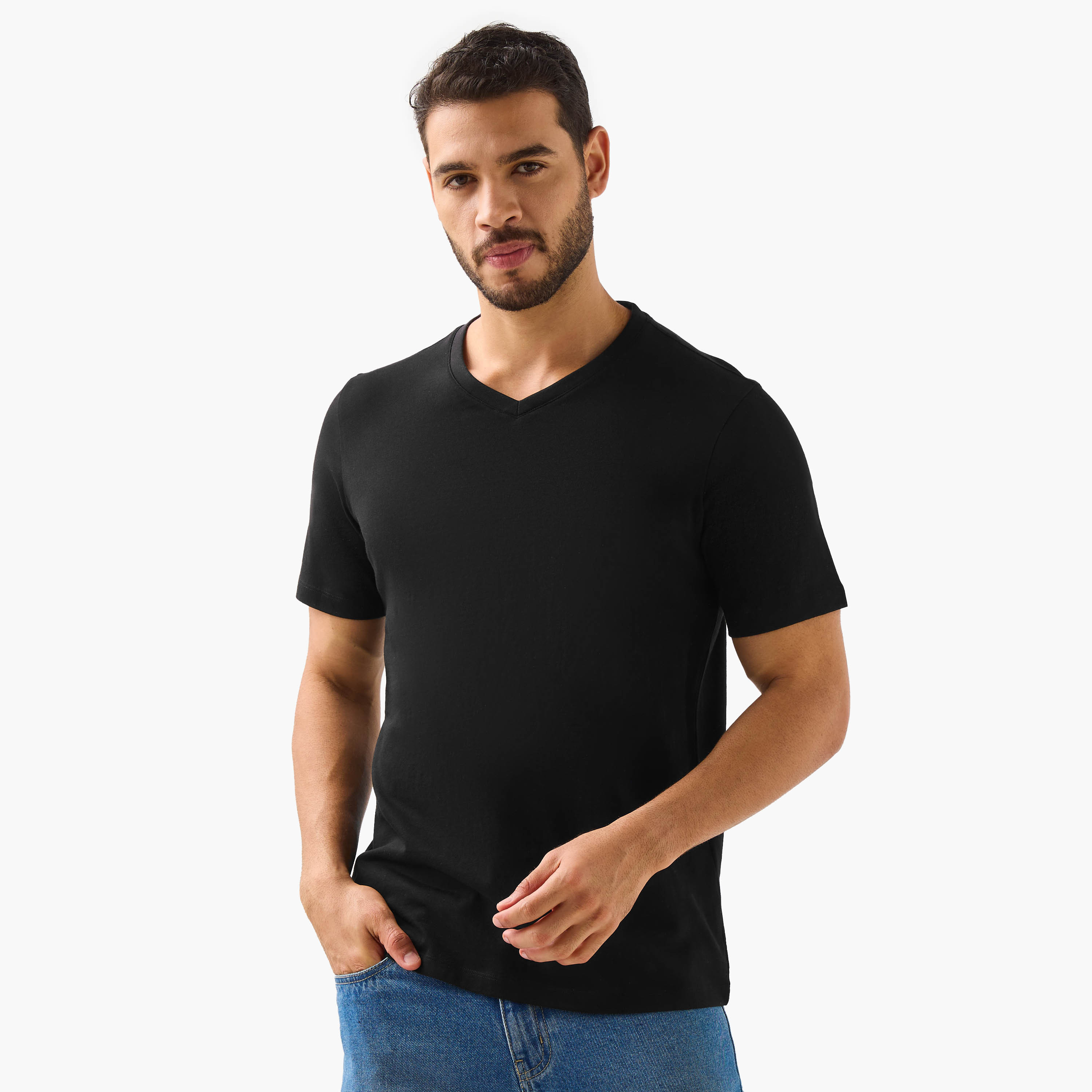 Men Regular Fit V-neck Short Sleeve T-shirt - Set of 2-men-clothing-tshirtsandpolos-tshirts-image-2