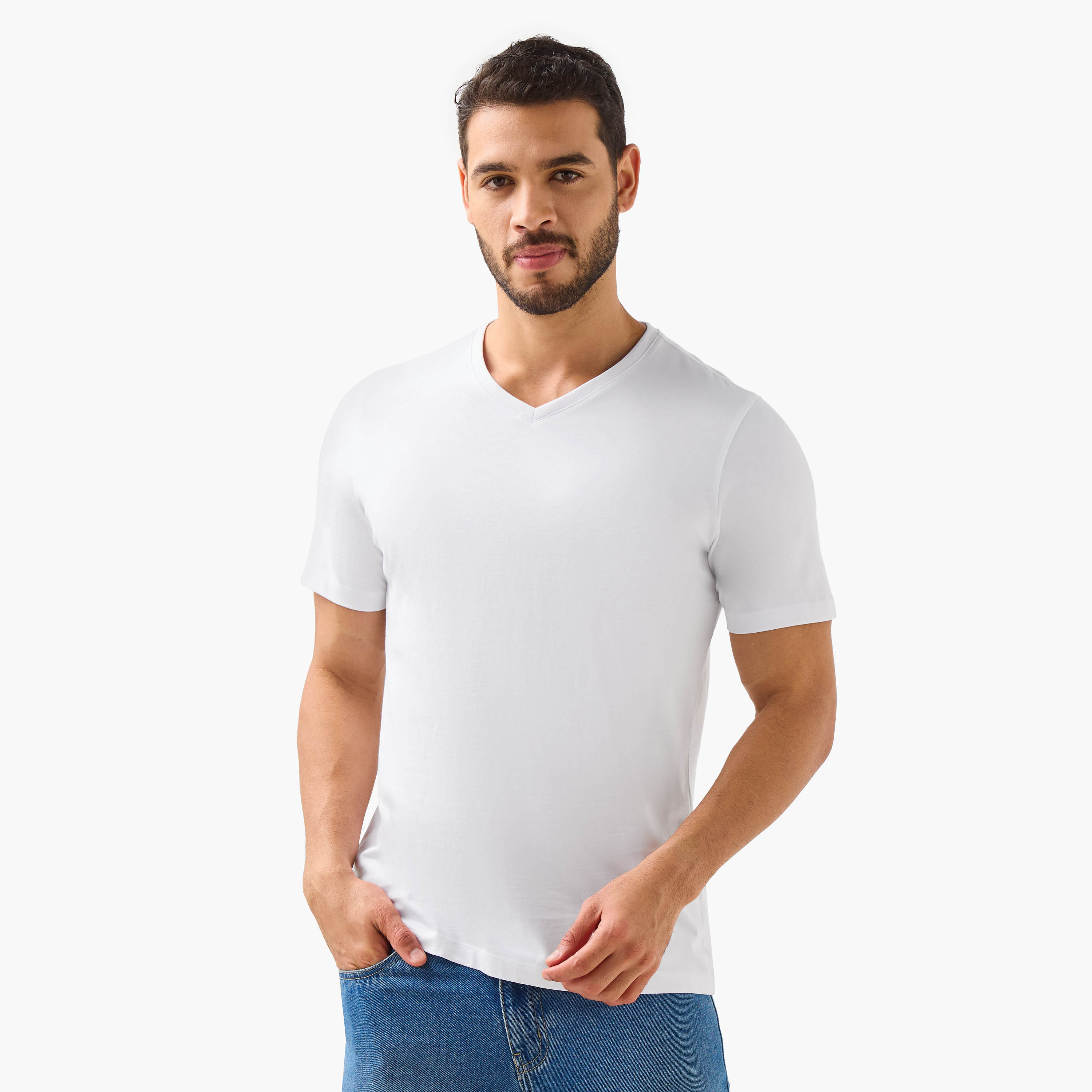 Men Regular Fit V-neck Short Sleeve T-shirt - Set of 2-men-clothing-tshirtsandpolos-tshirts-image-3