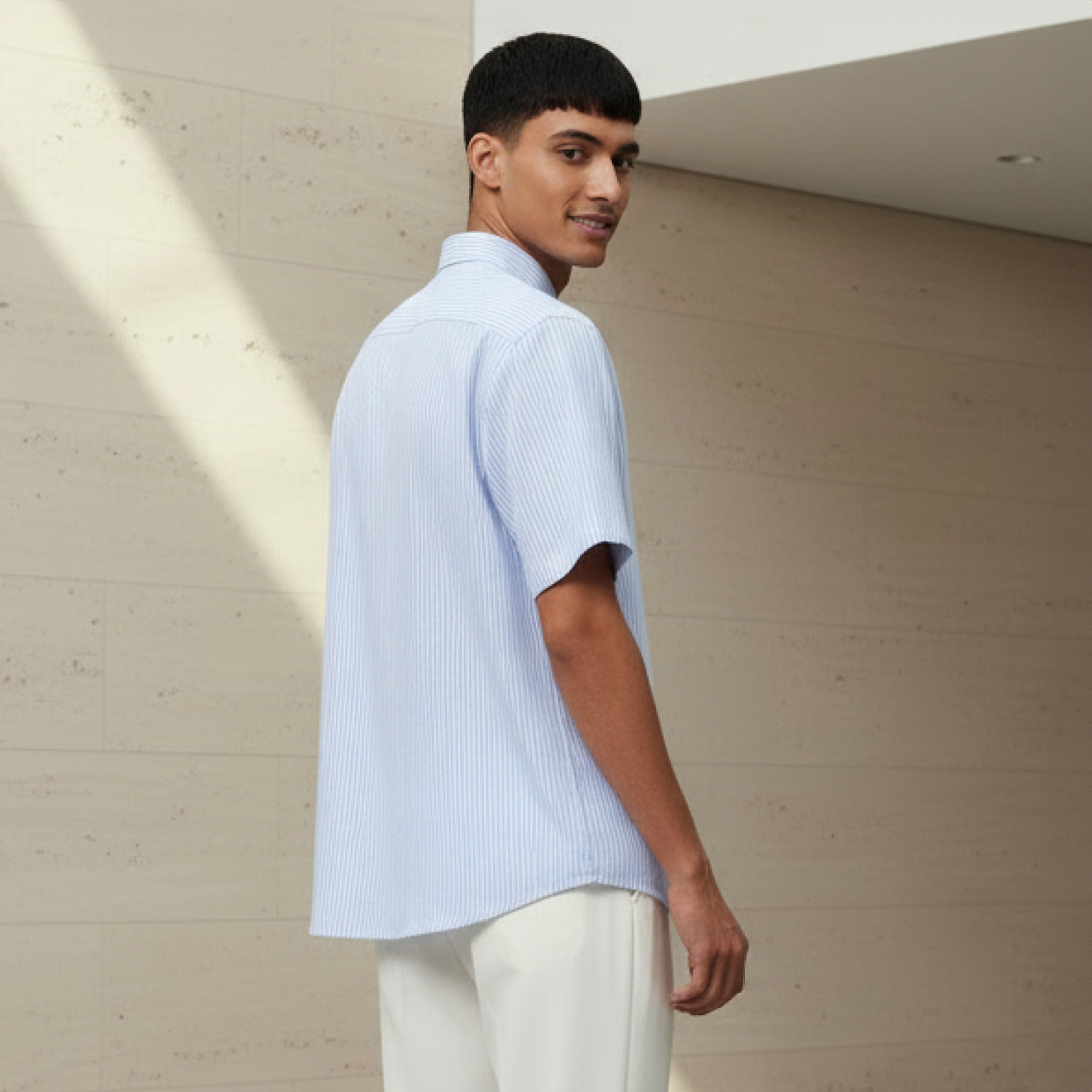 Men Regular Fit Collared Striped Short Sleeves Shirt-men-clothing-shirts-image-3