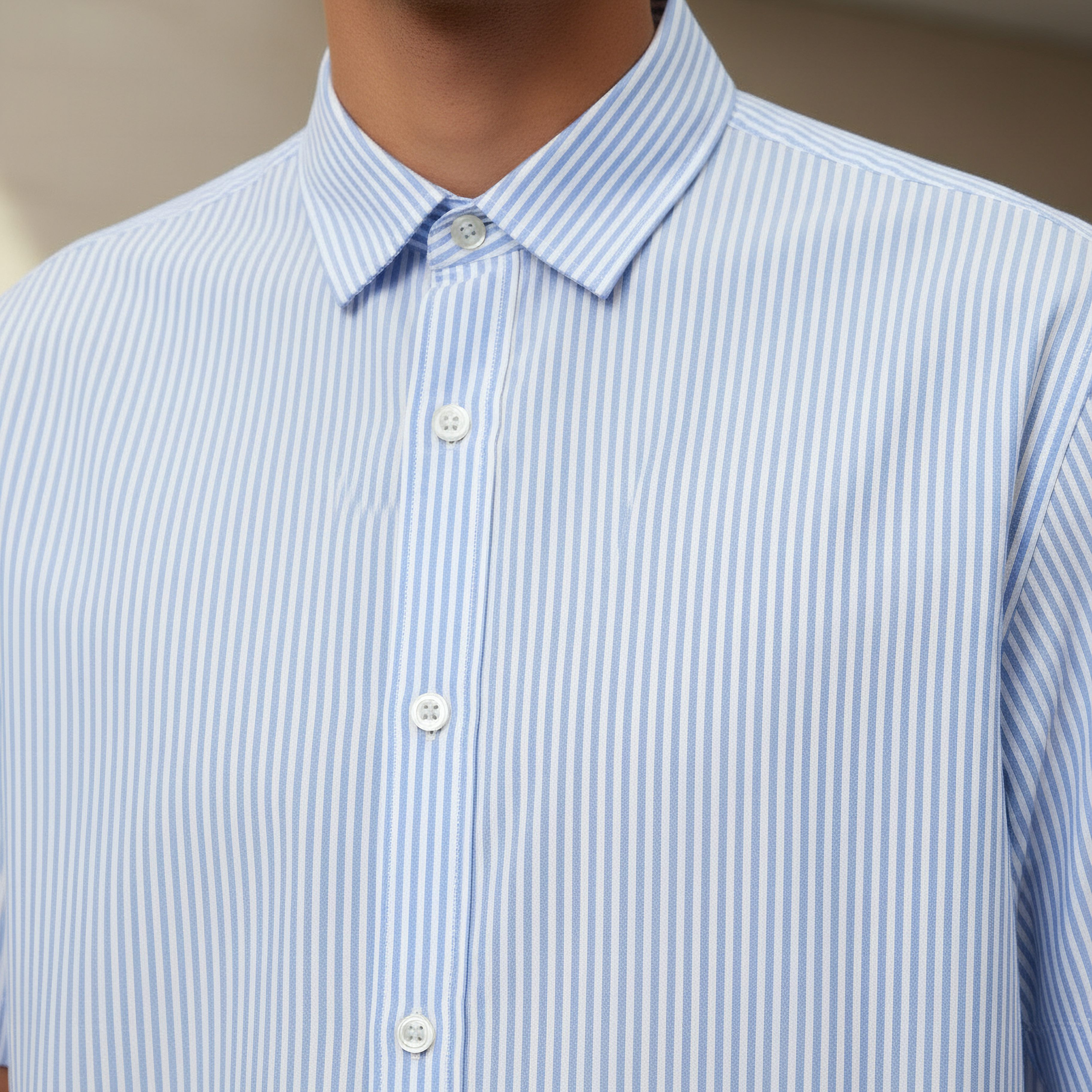 Men Regular Fit Collared Striped Short Sleeves Shirt-men-clothing-shirts-image-4