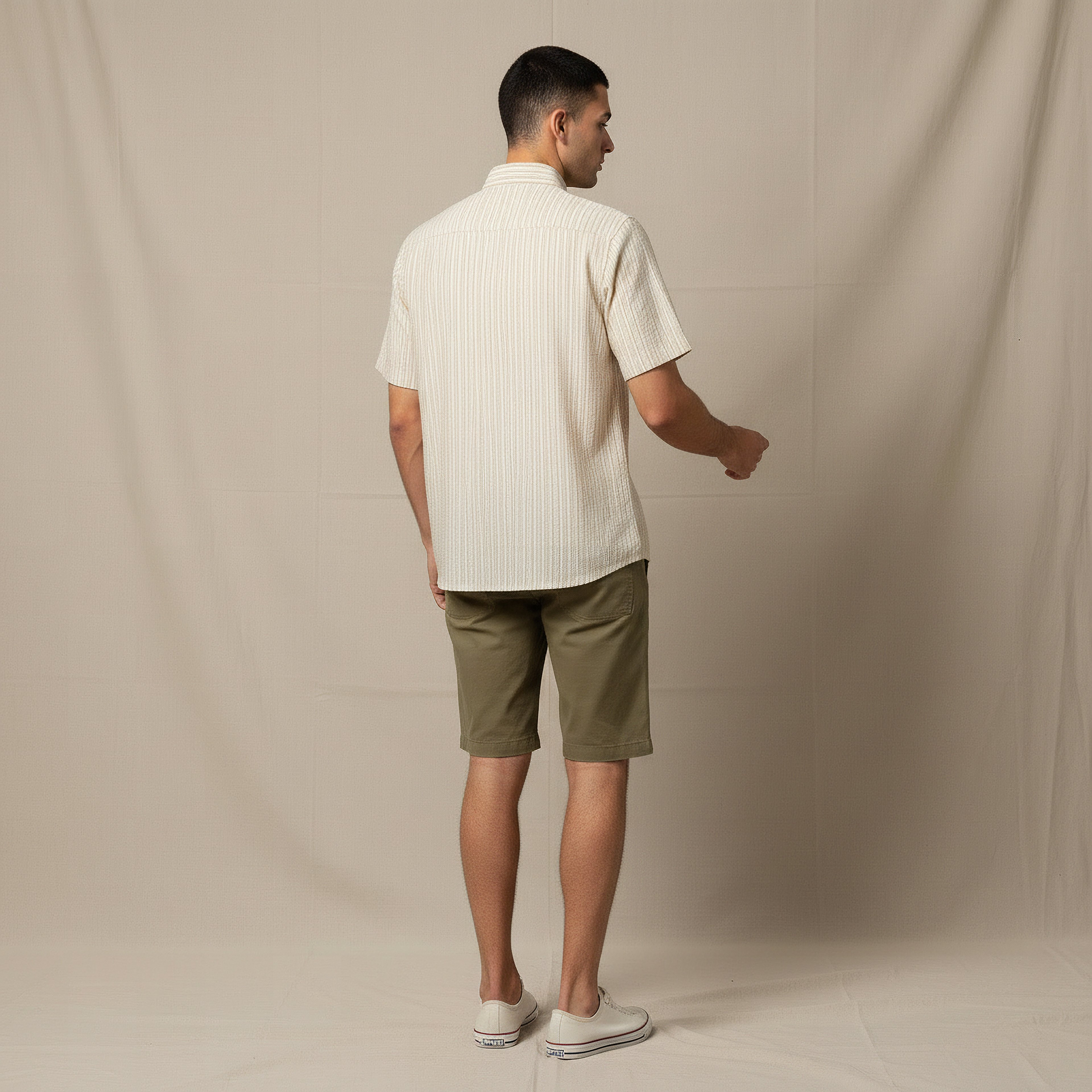 Men Regular Fit Collared Striped Short Sleeves Shirt-men-clothing-shirts-image-3