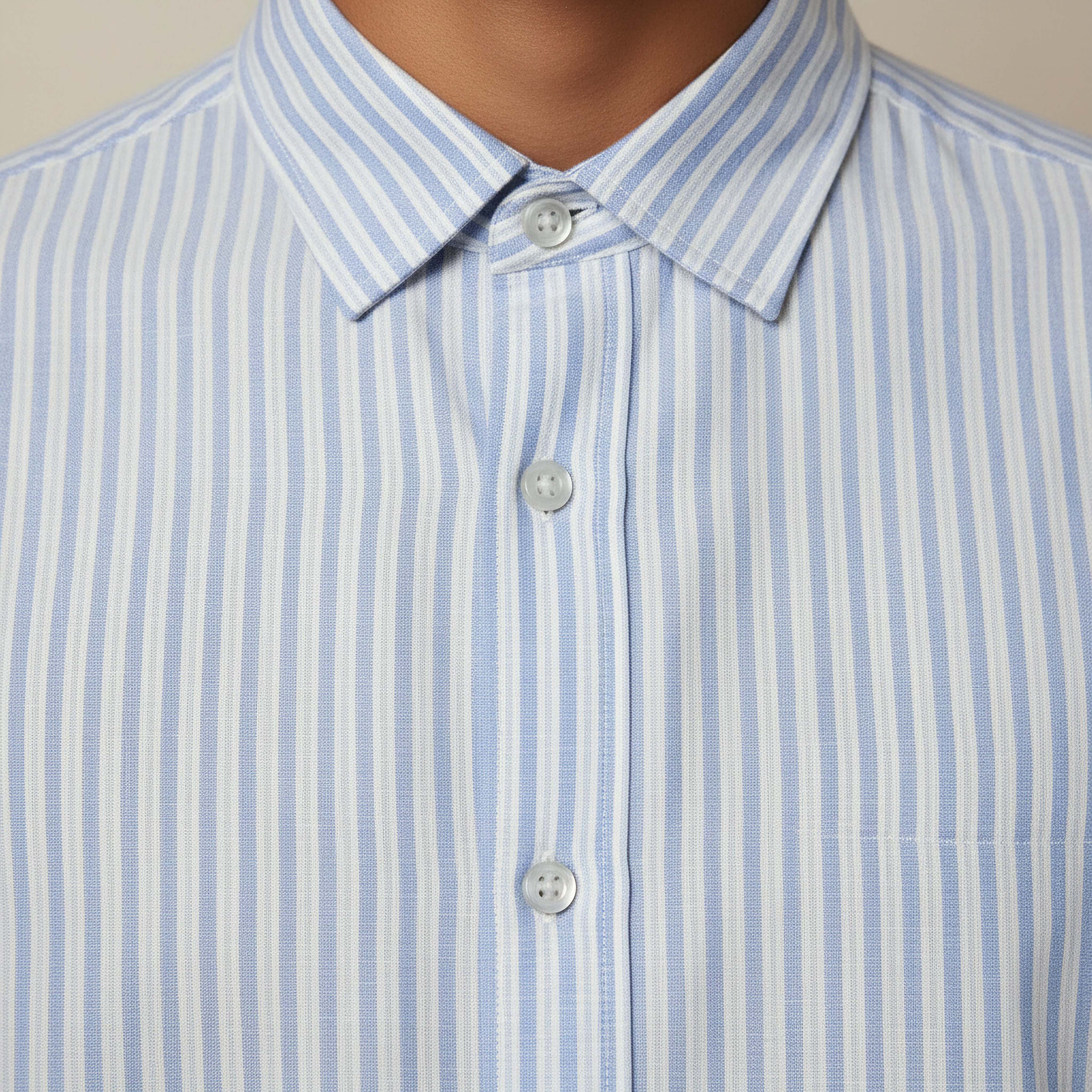 Men Regular Fit Collared Striped Short Sleeves Shirt-men-clothing-shirts-image-4
