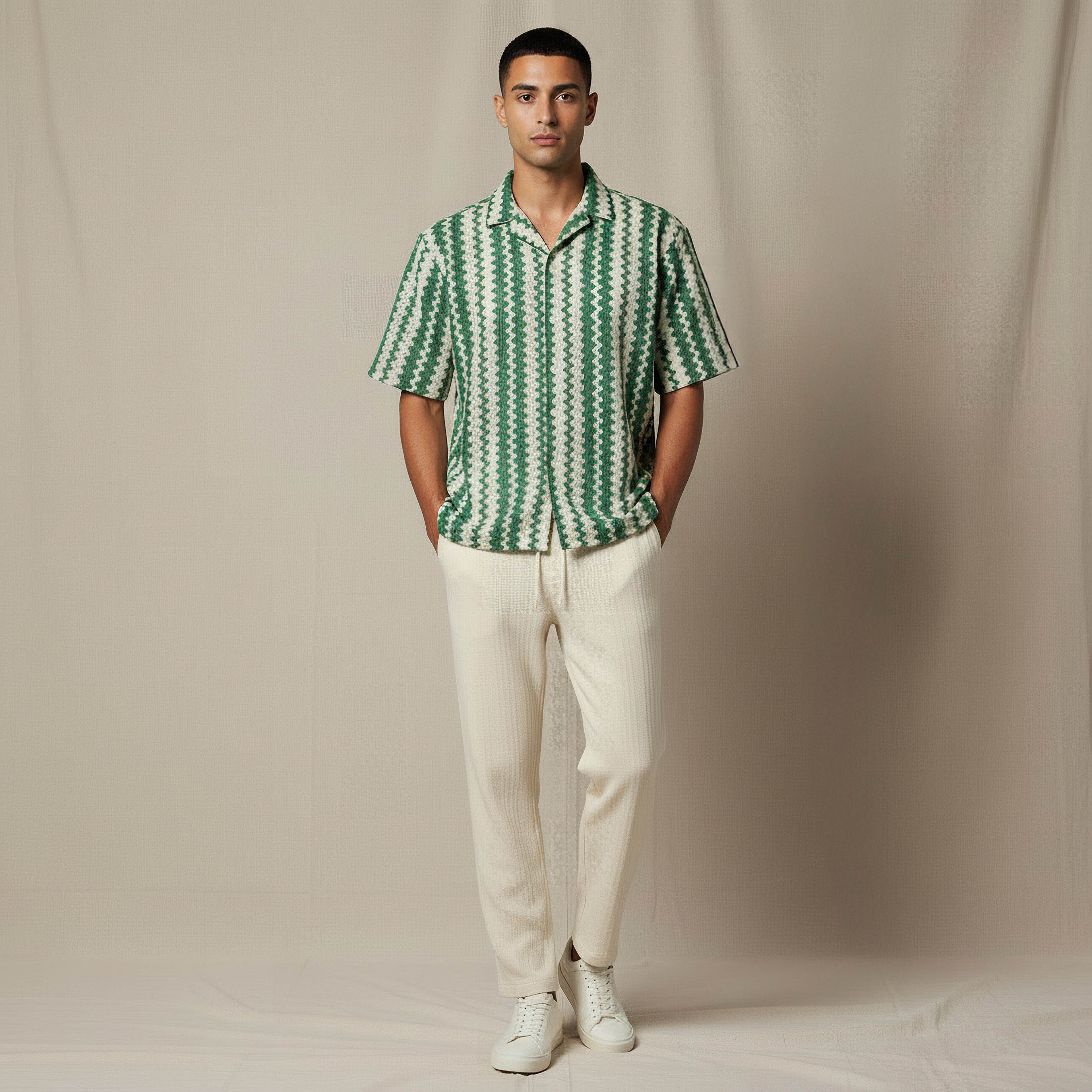Men Camp Collar Striped Short Sleeves Resort Shirt-men-clothing-shirts-image-2