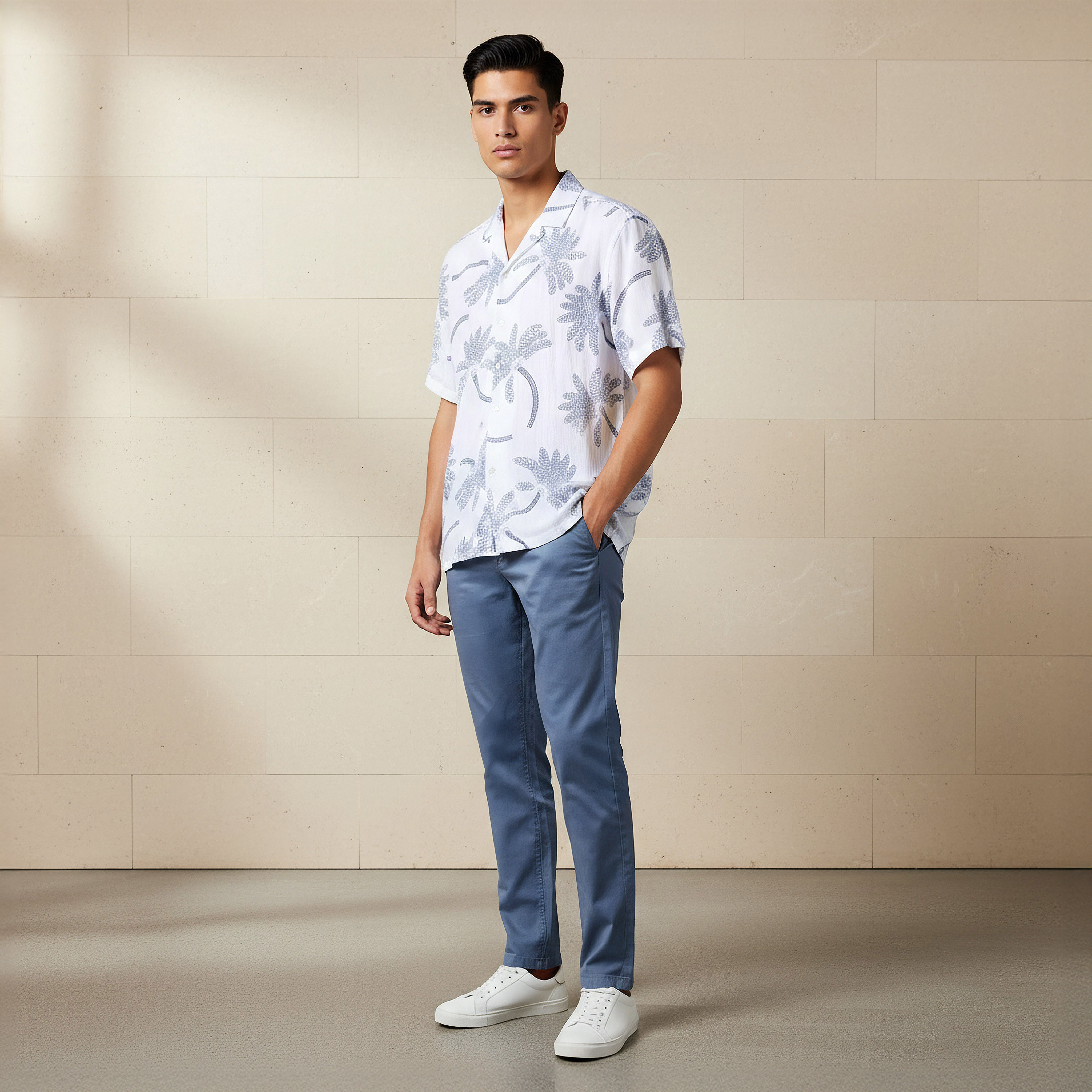 Men Camp Collar Palm Tree Print Short Sleeve Resort Shirt-men-clothing-shirts-image-2