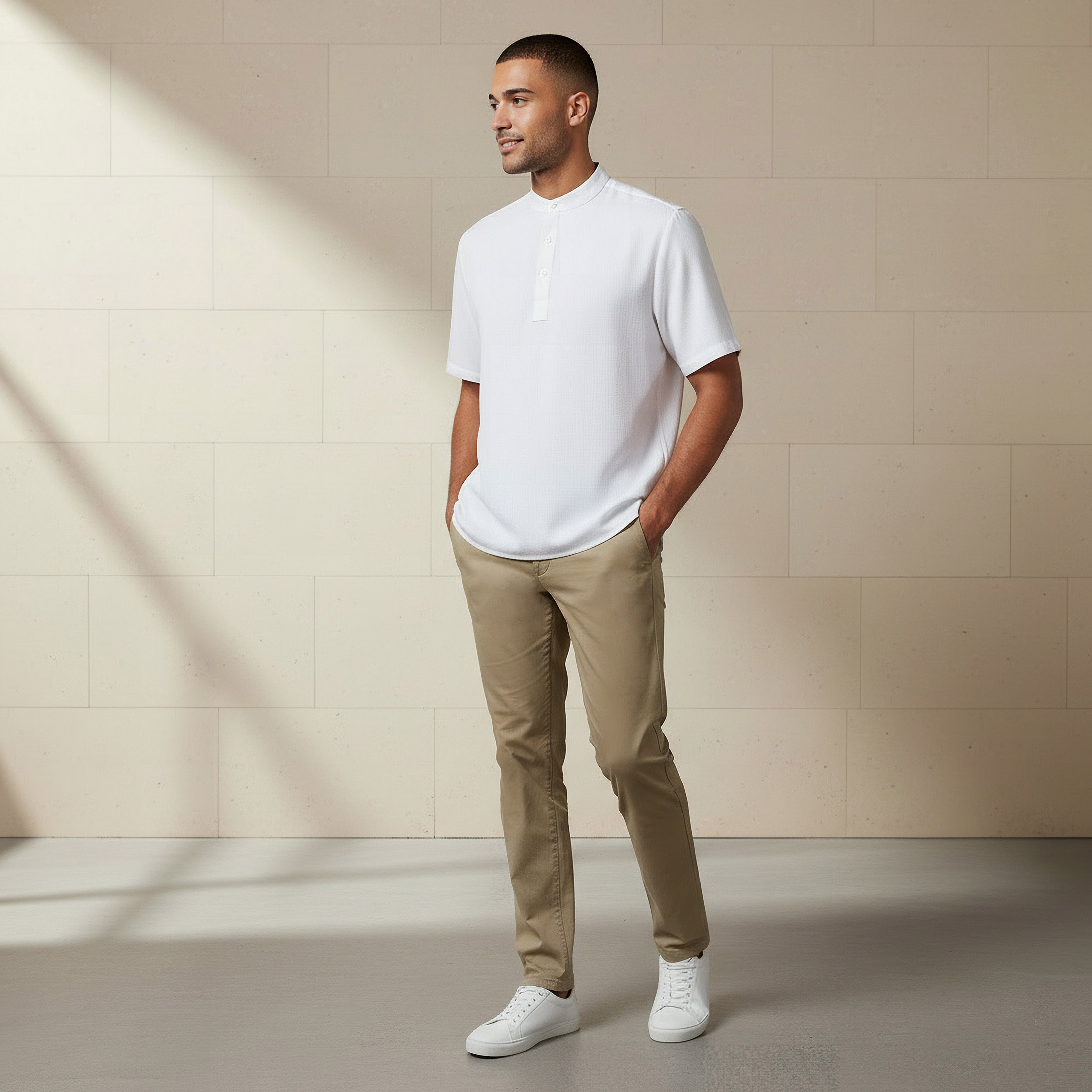 Men Mandarin Neck Short Sleeves Linen Look Shirt-PROMO_SP_AE__4_RGCC_BUY2FOR89_040325-image-2