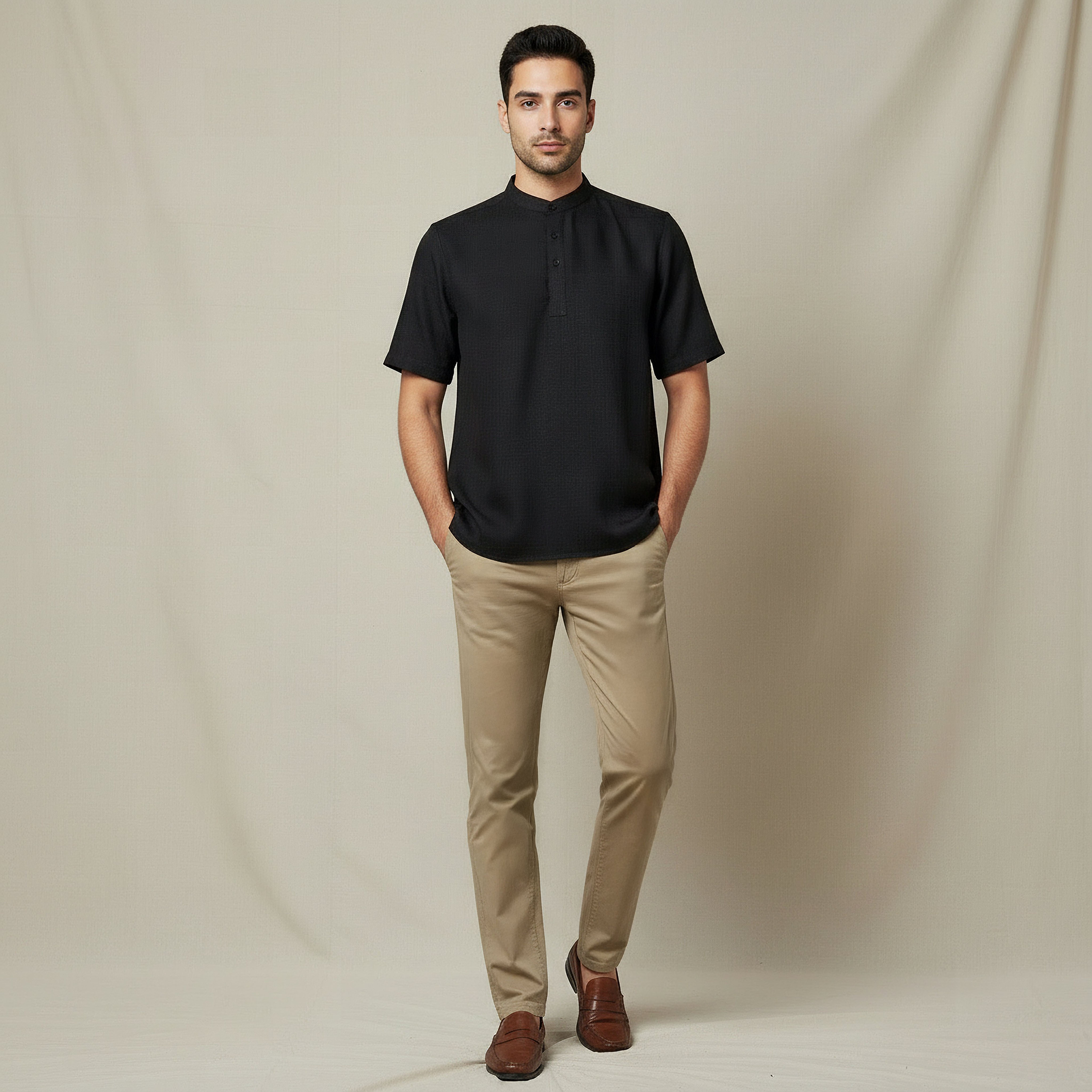 Men Mandarin Neck Short Sleeves Linen Look Shirt-PROMO_SP_AE__4_RGCC_BUY2FOR89_040325-image-2