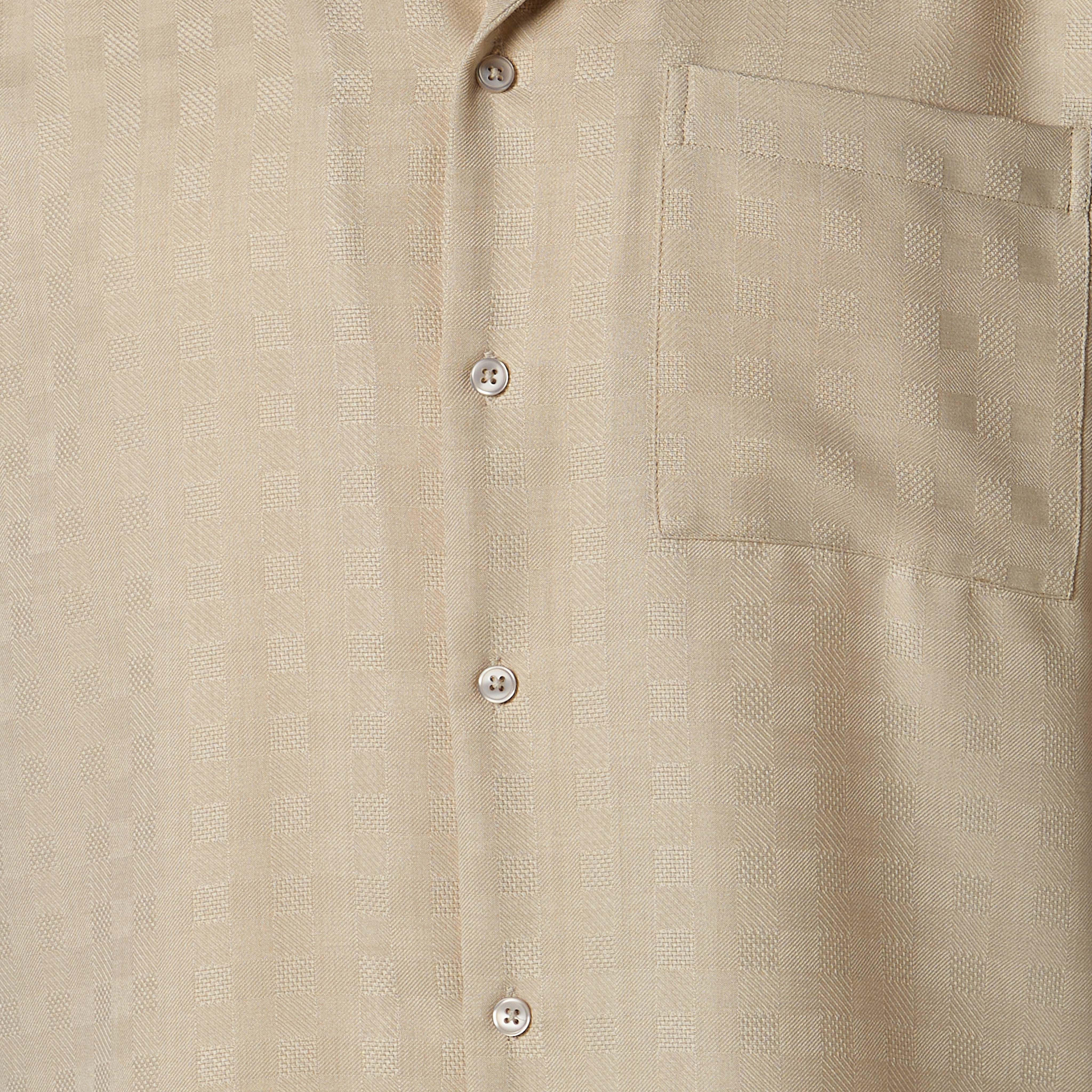 Men Regular Fit Camp Collar Textured Short Sleeves Resort Shirt-men-clothing-shirts-image-4