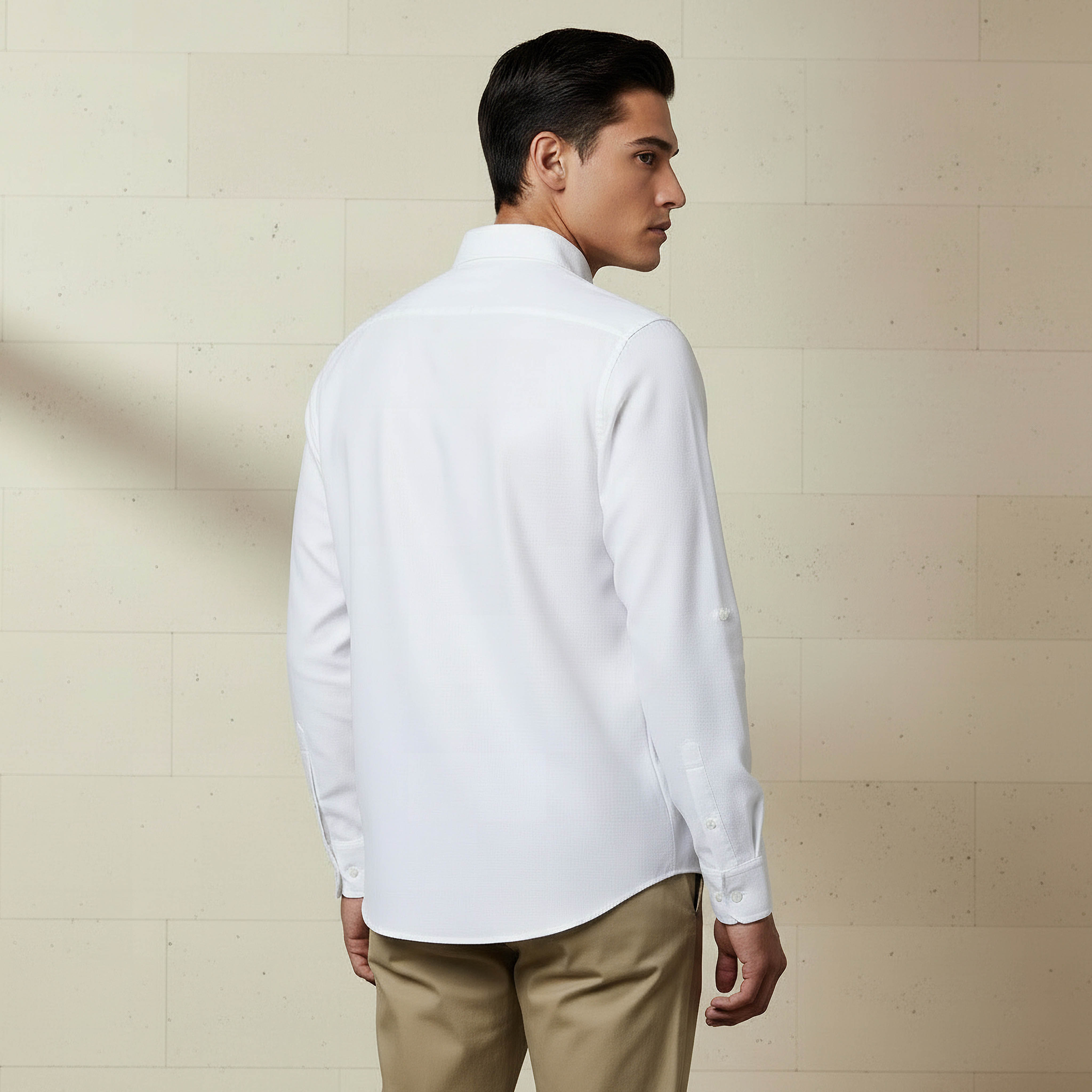 Men Regular Fit Button-Down Collar Long Sleeves Linen Look Shirt-men-clothing-shirts-image-4