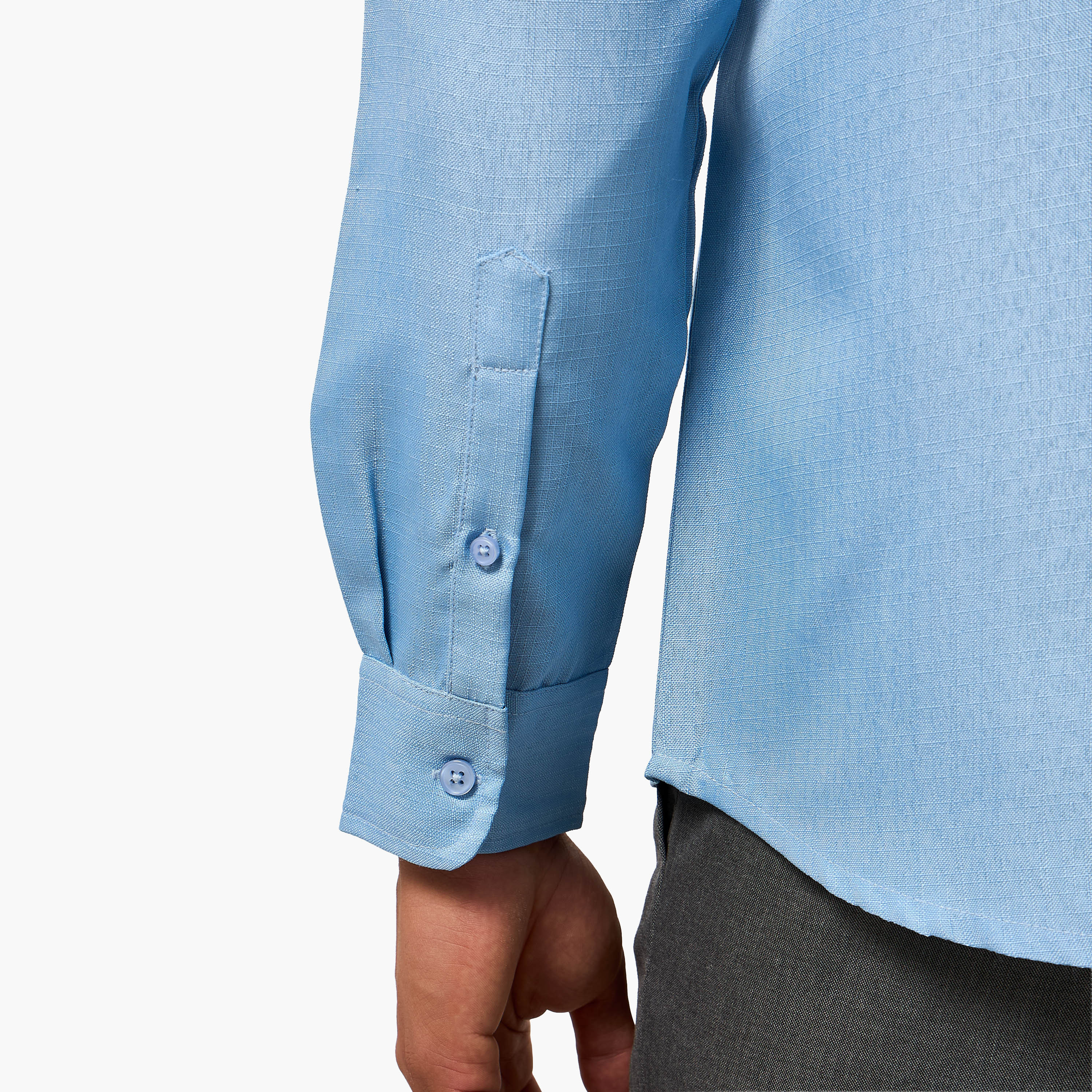 Men Regular Fit Button-Down Collar Long Sleeves Linen Look Shirt-men-clothing-shirts-image-5