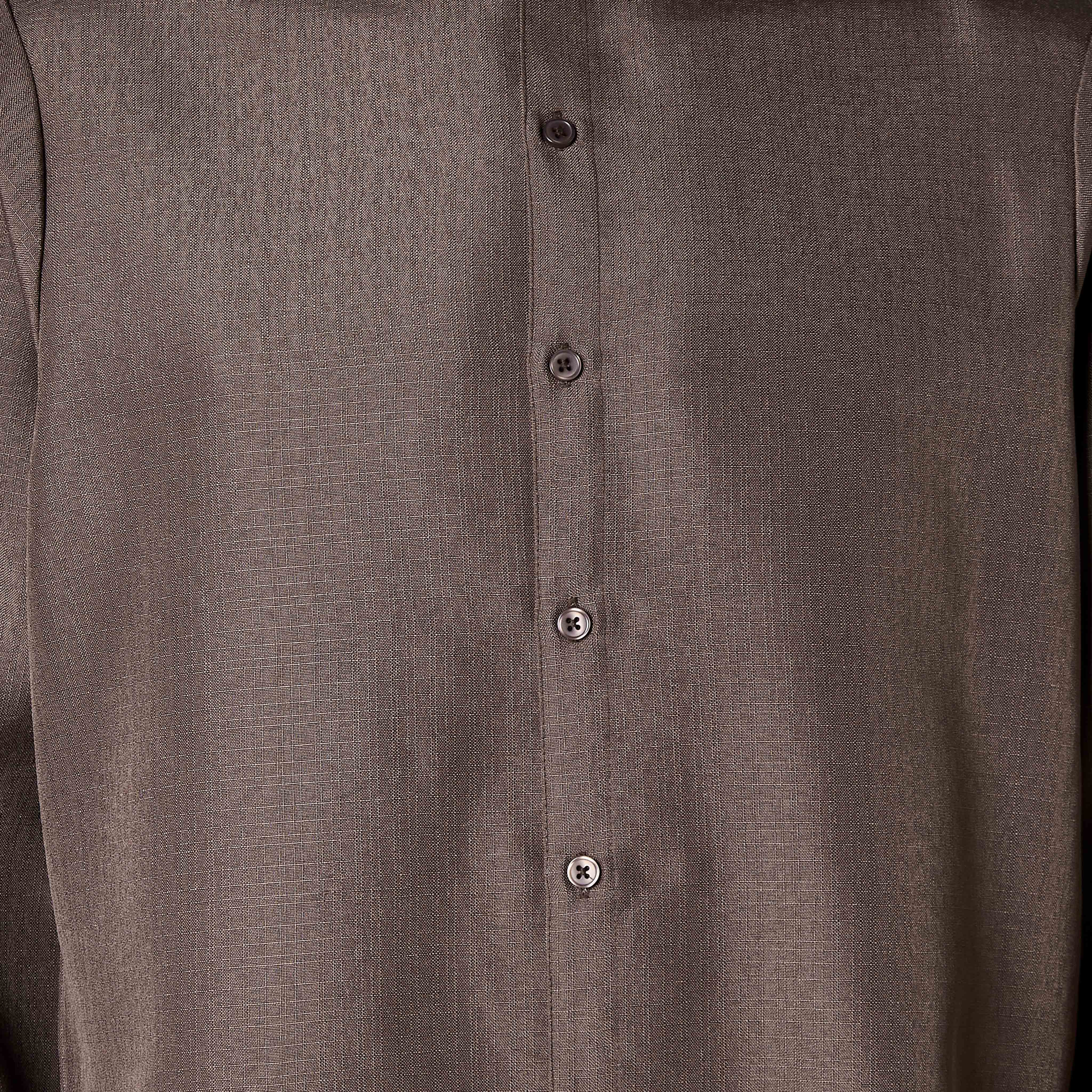 Men Regular Fit Mandarin Collar Long Sleeves Linen Look Shirt-men-clothing-shirts-image-4