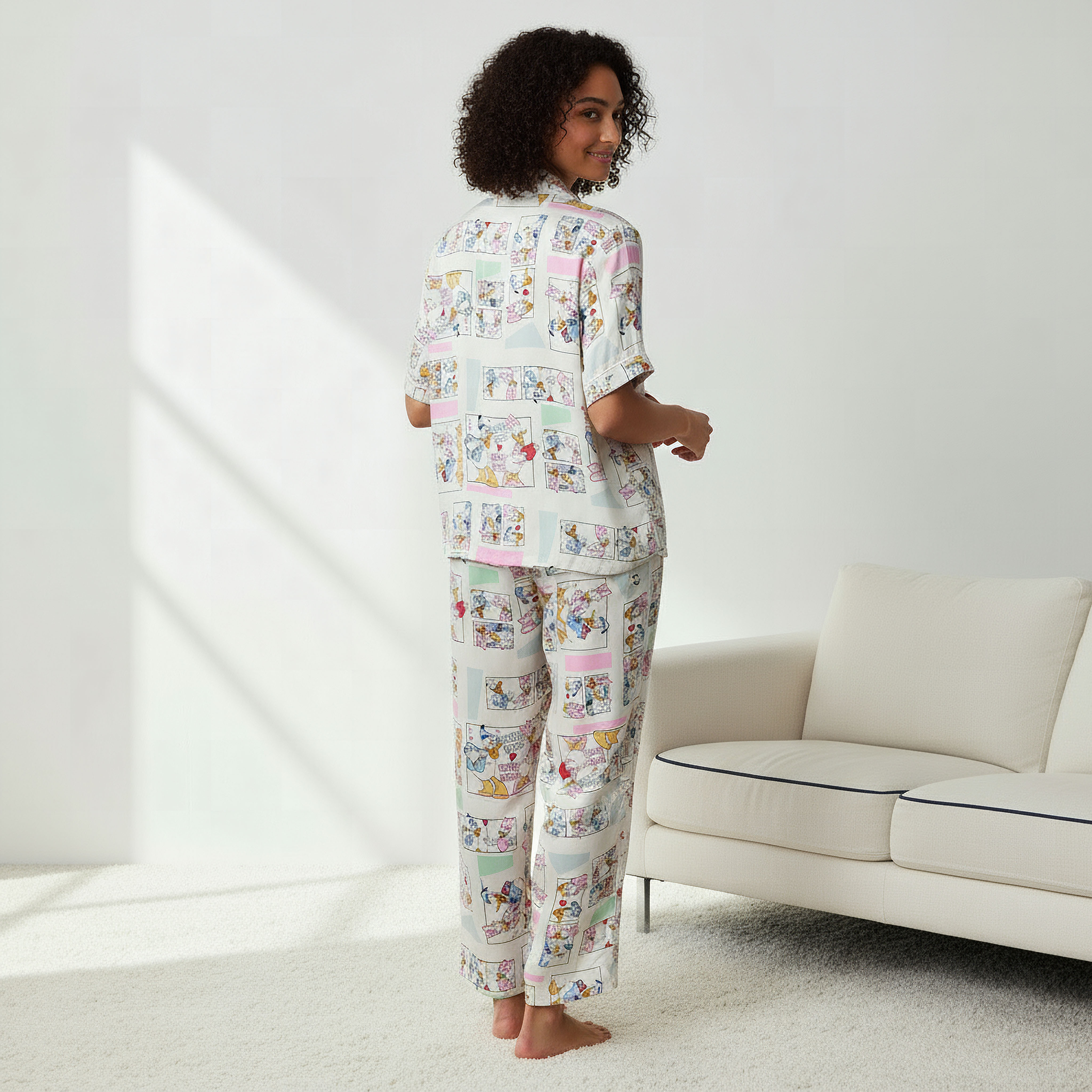 Pyjama Set Button-Down Shirt & Trousers Viscose-women-clothing-nightwear-pyjamas-longsets-image-3