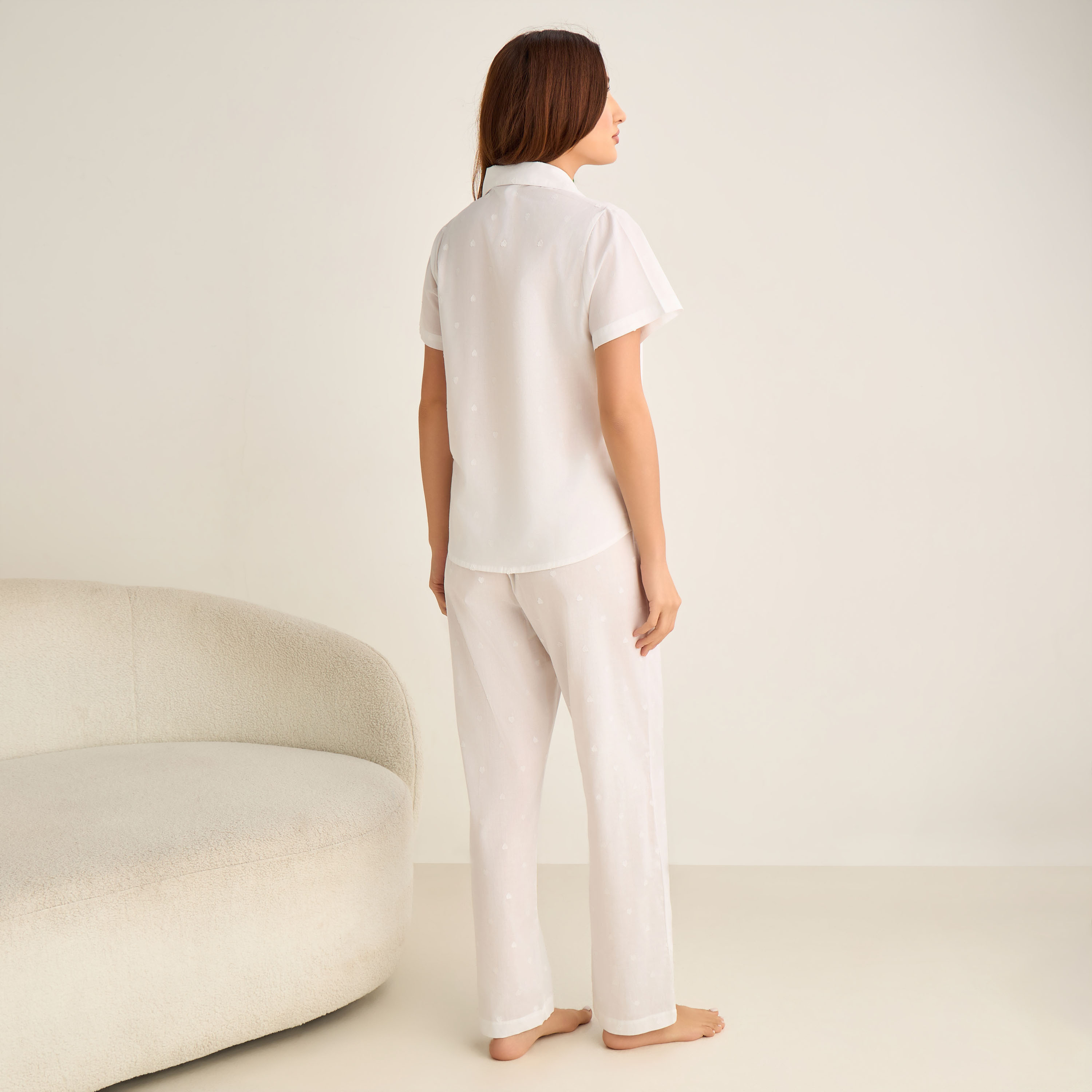 Pyjama Set Button-Down Shirt & Trousers Cotton-women-clothing-nightwear-pyjamas-longsets-image-3