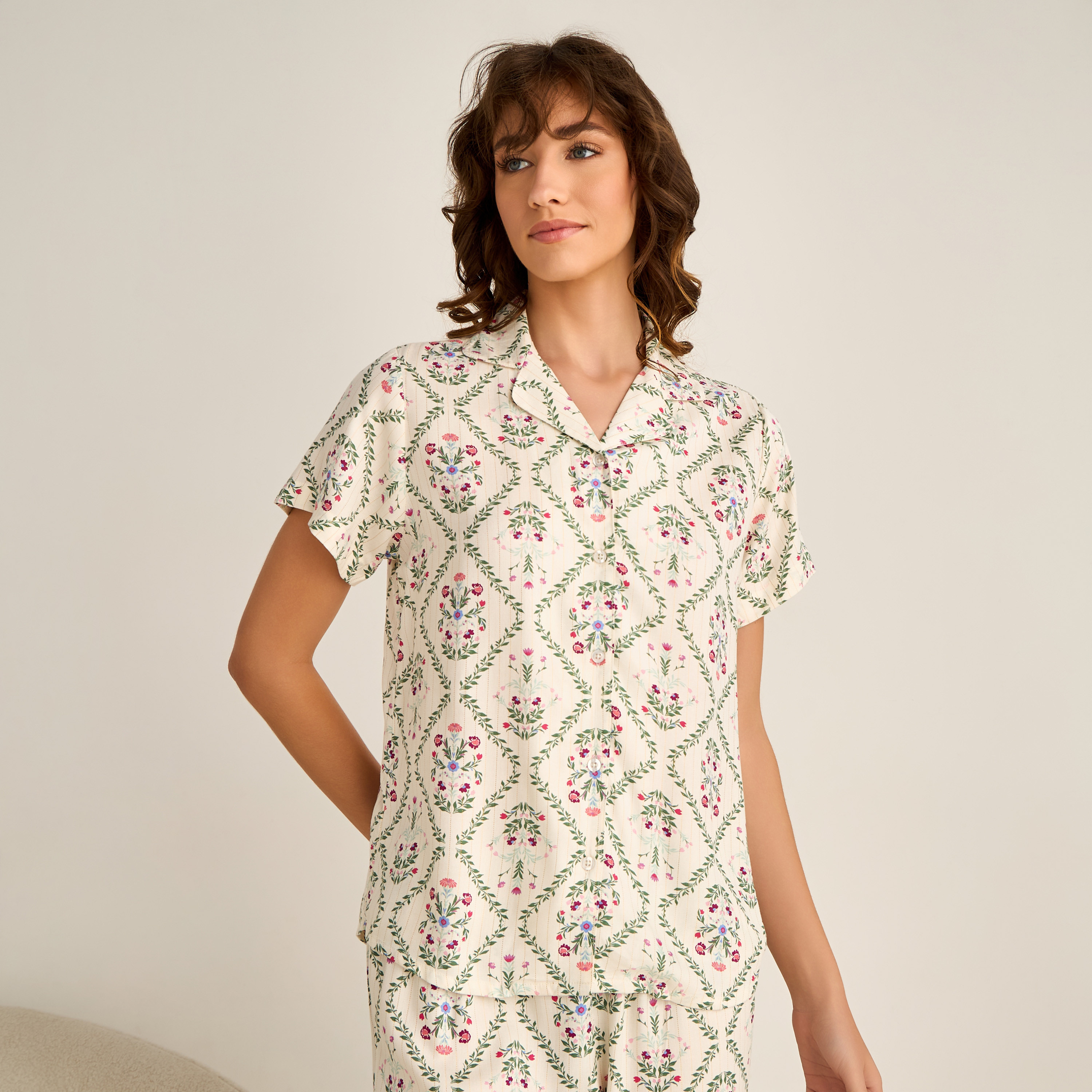 Pyjama Set Button-Down Shirt & Trousers-women-clothing-nightwear-pyjamas-longsets-image-2