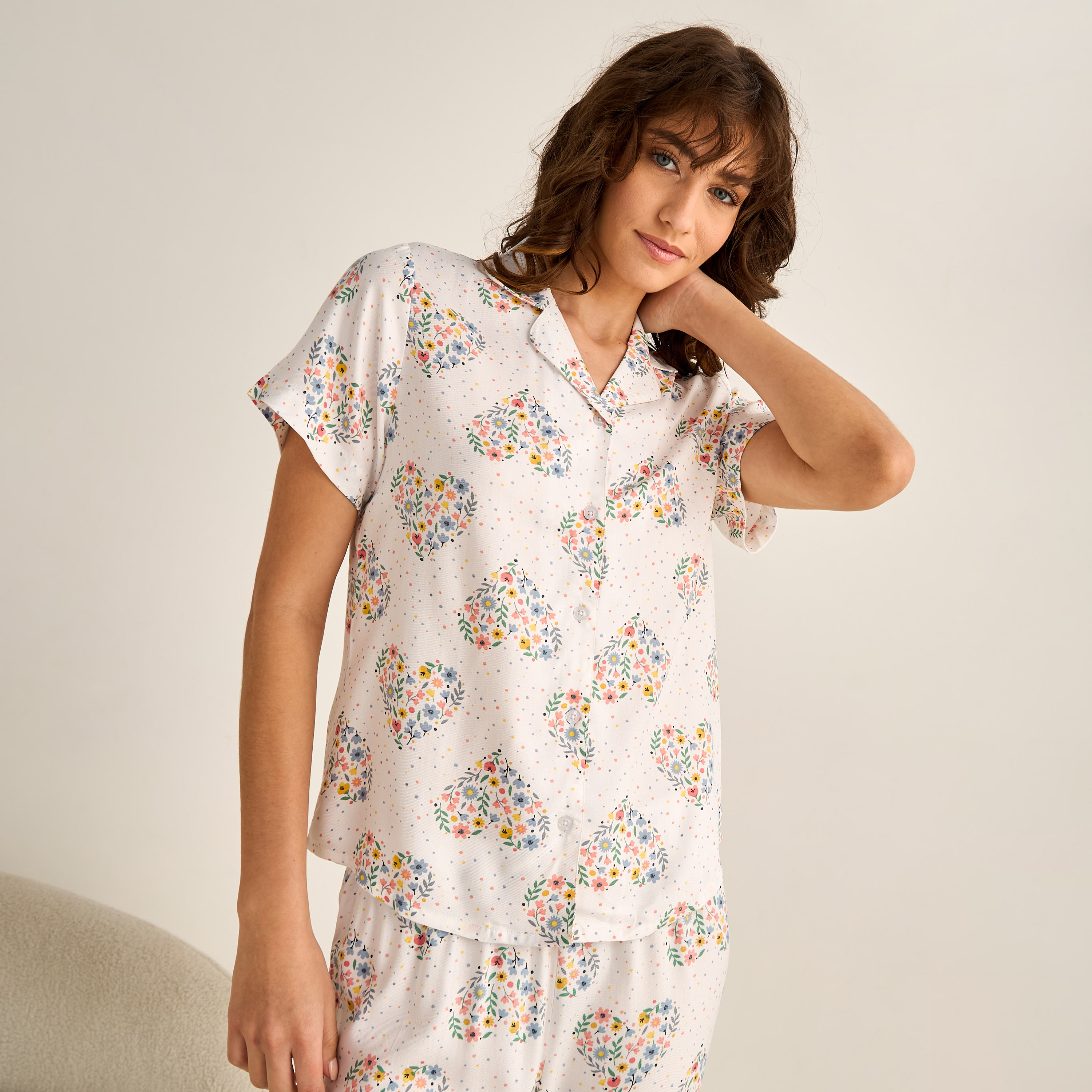 Pyjama Set Button-Down Shirt & Trousers Viscose-women-clothing-nightwear-pyjamas-longsets-image-2