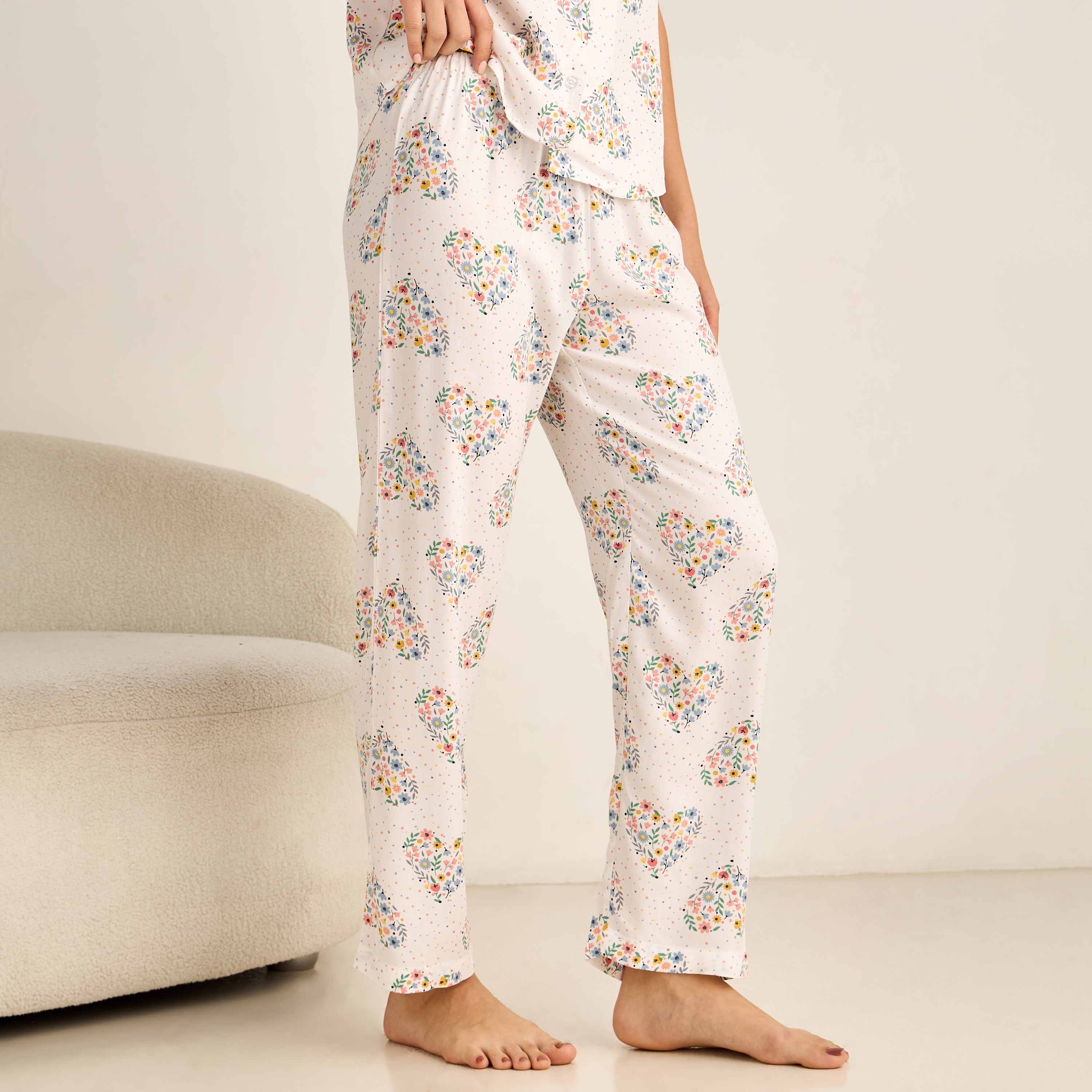 Pyjama Set Button-Down Shirt & Trousers Viscose-women-clothing-nightwear-pyjamas-longsets-image-4