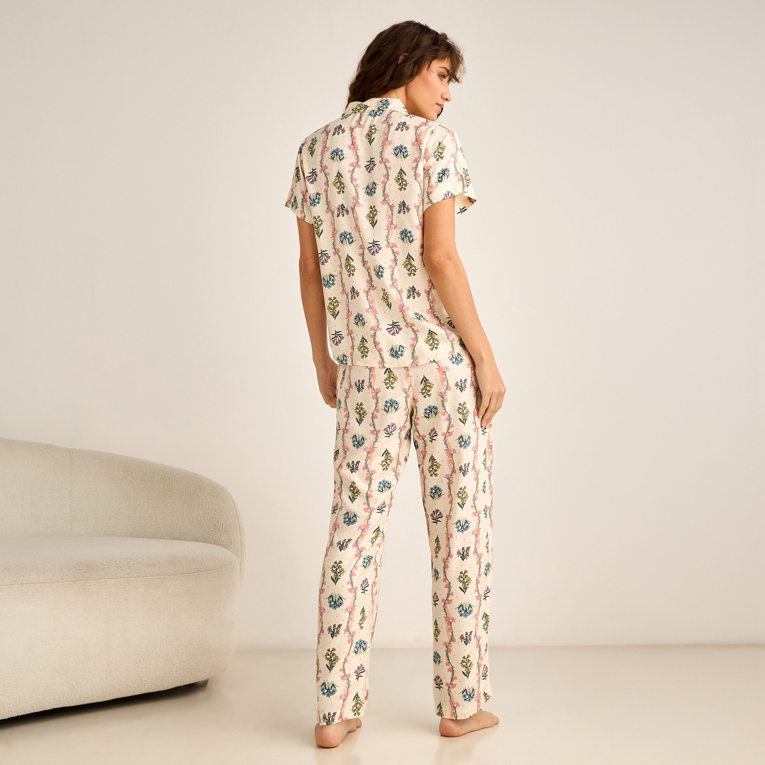 Pyjama Set Button-Down Shirt & Trousers Viscose-women-clothing-nightwear-pyjamas-longsets-image-3