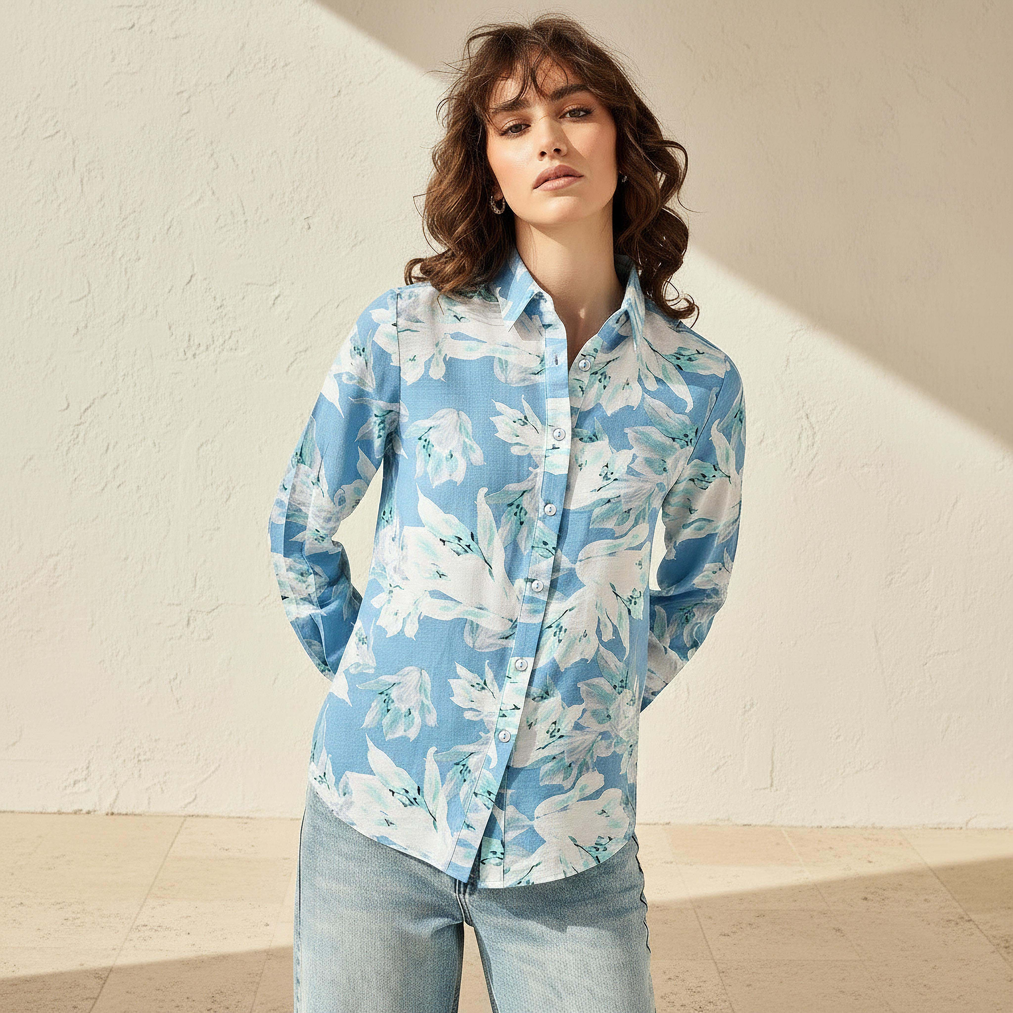 Viscose Shirt with Floral Print-women-clothing-shirtsandblouses-shirts-image-1
