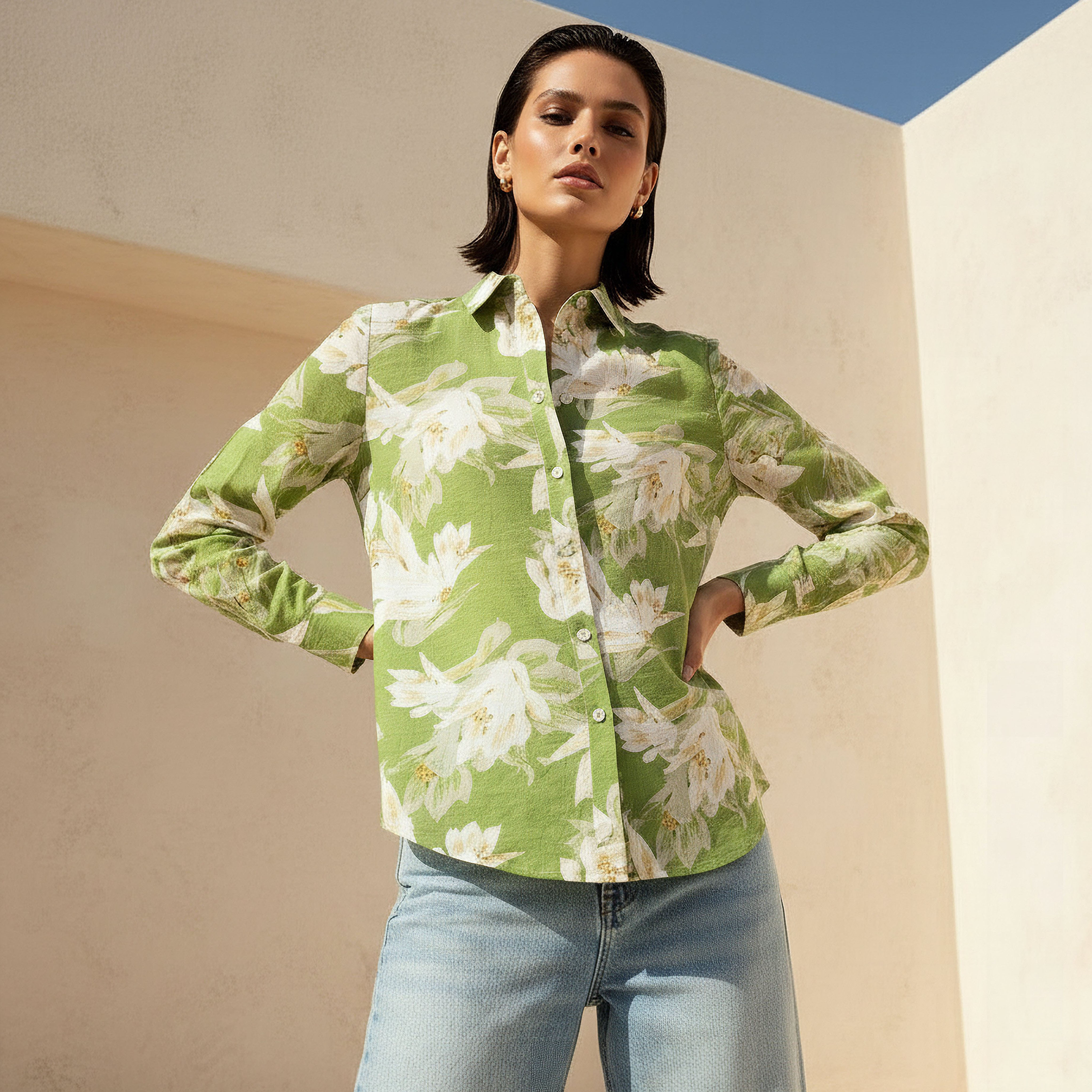 Viscose Shirt with Floral Print-women-clothing-shirtsandblouses-shirts-image-1