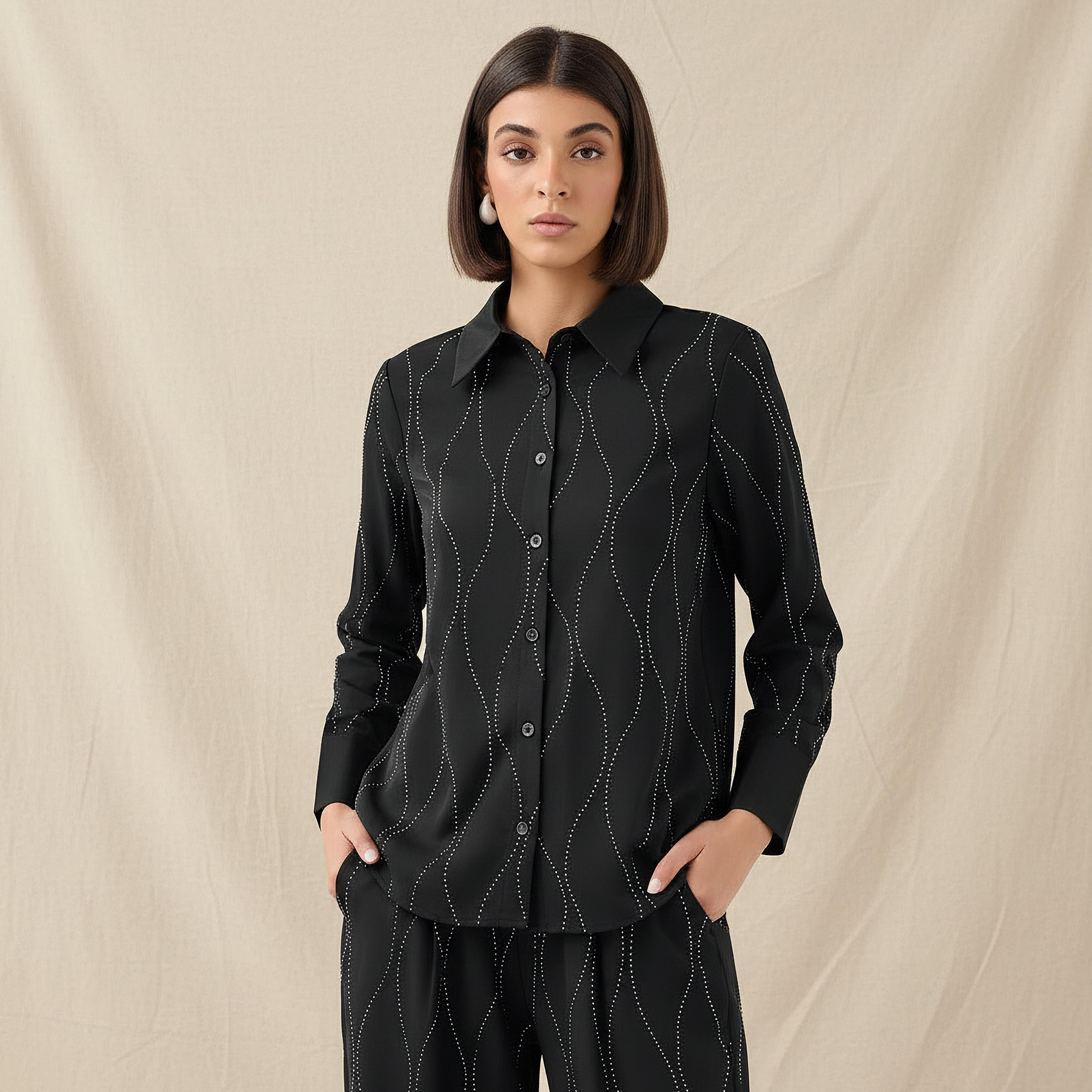 Shirt with Embellishment and Long Sleeves-women-clothing-shirtsandblouses-shirts-image-1