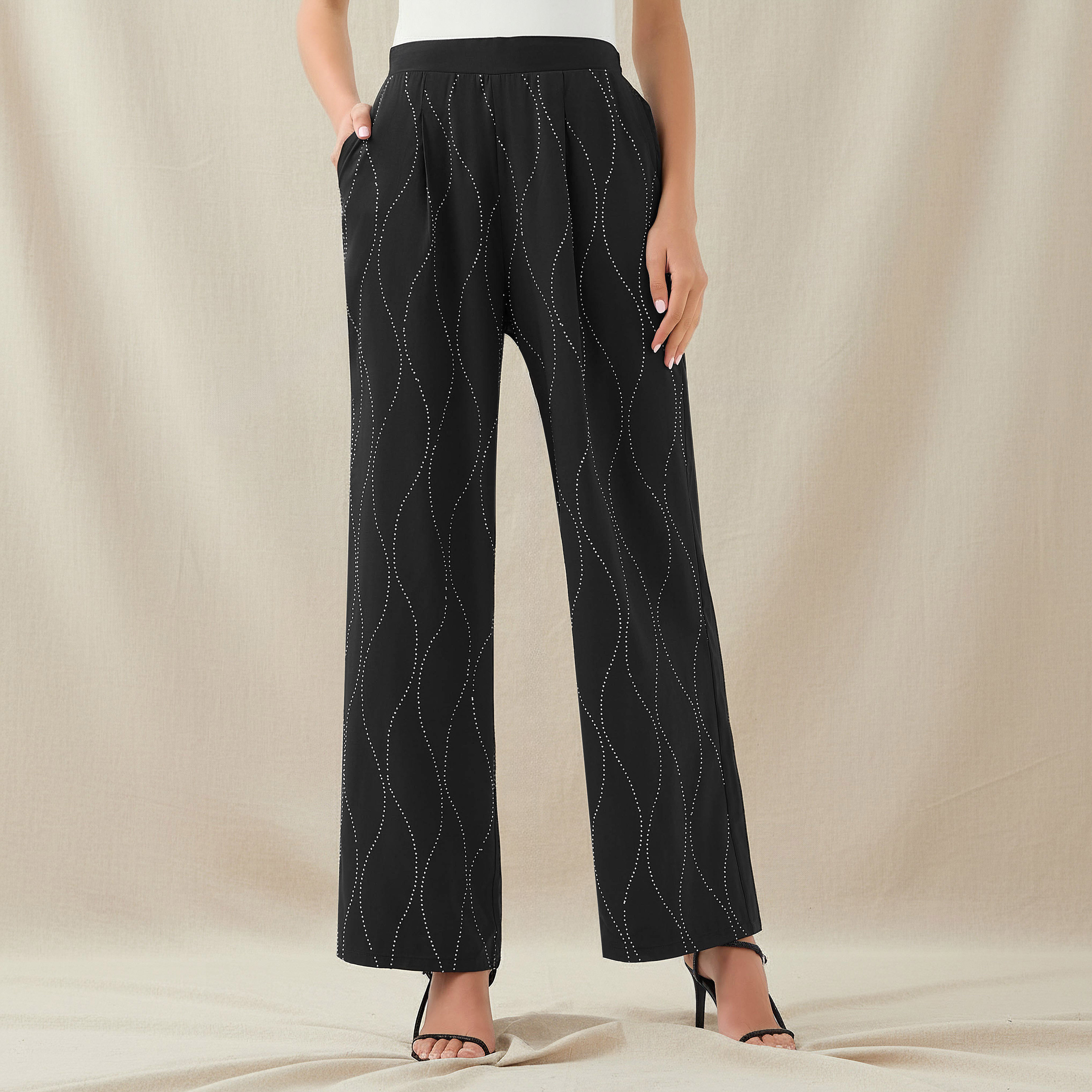 Wide-Leg Embellished Trousers-women-clothing-coordsets-image-1