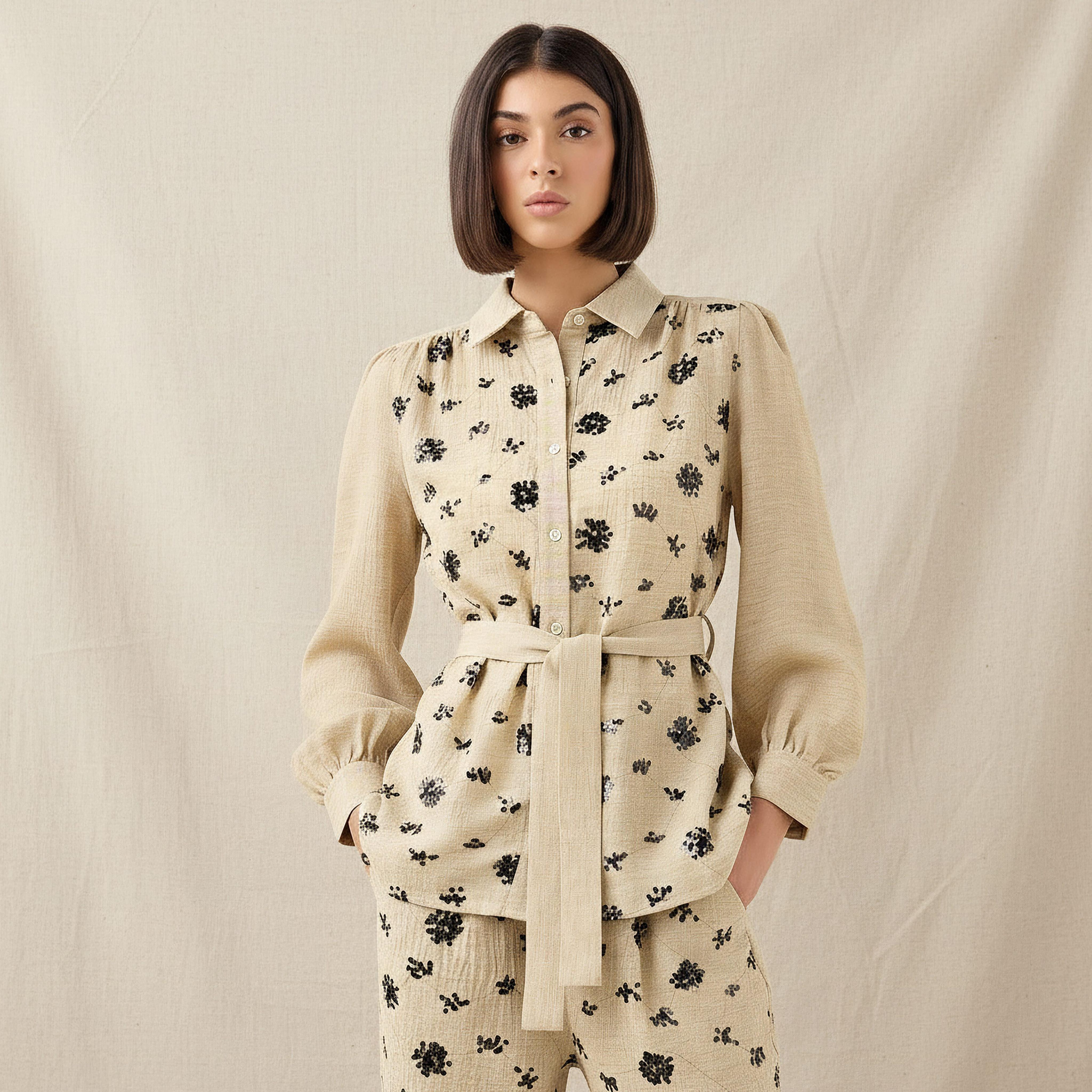 Belted Shirt with Sequins-women-clothing-shirtsandblouses-shirts-image-1