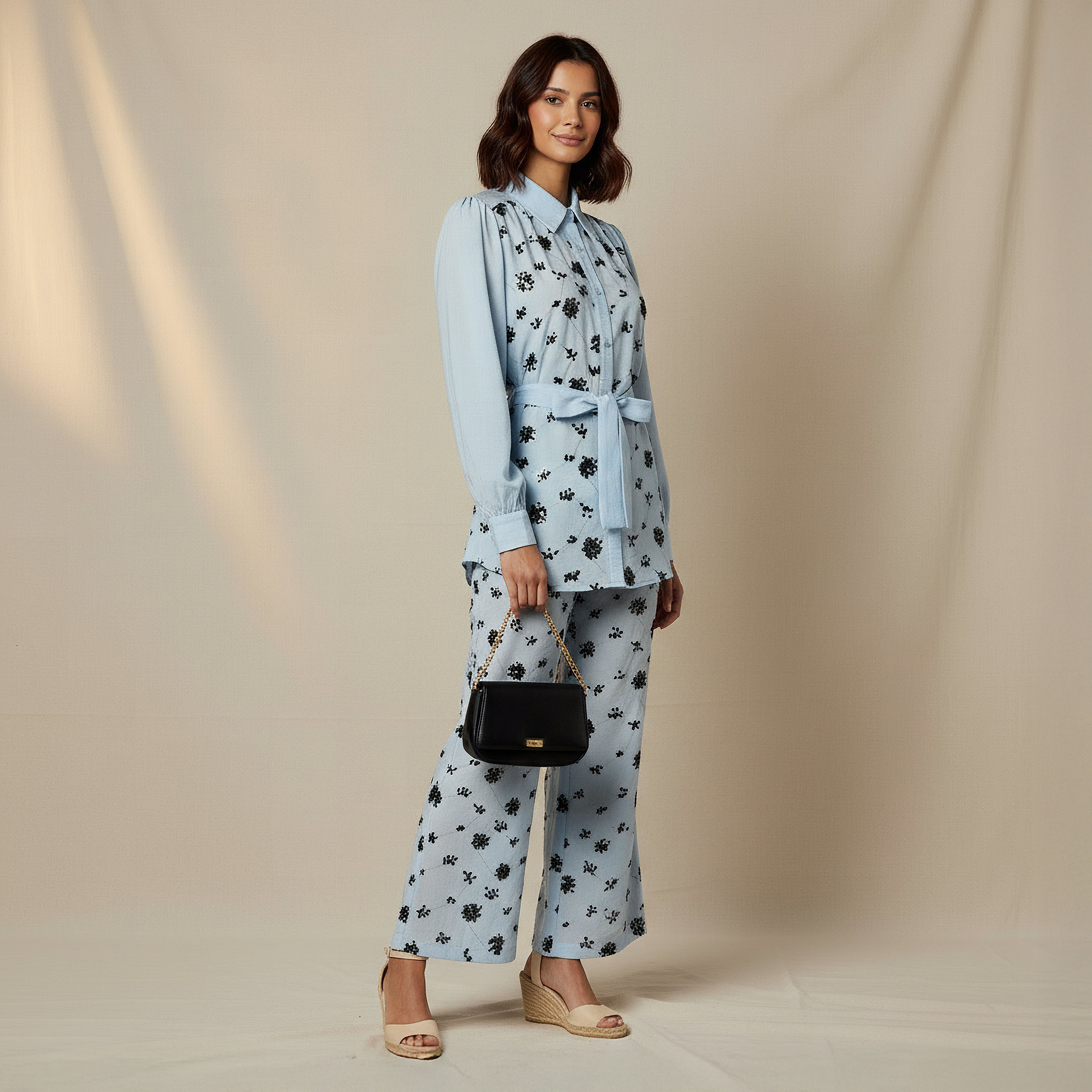 Belted Shirt with Sequins-women-clothing-shirtsandblouses-shirts-image-2