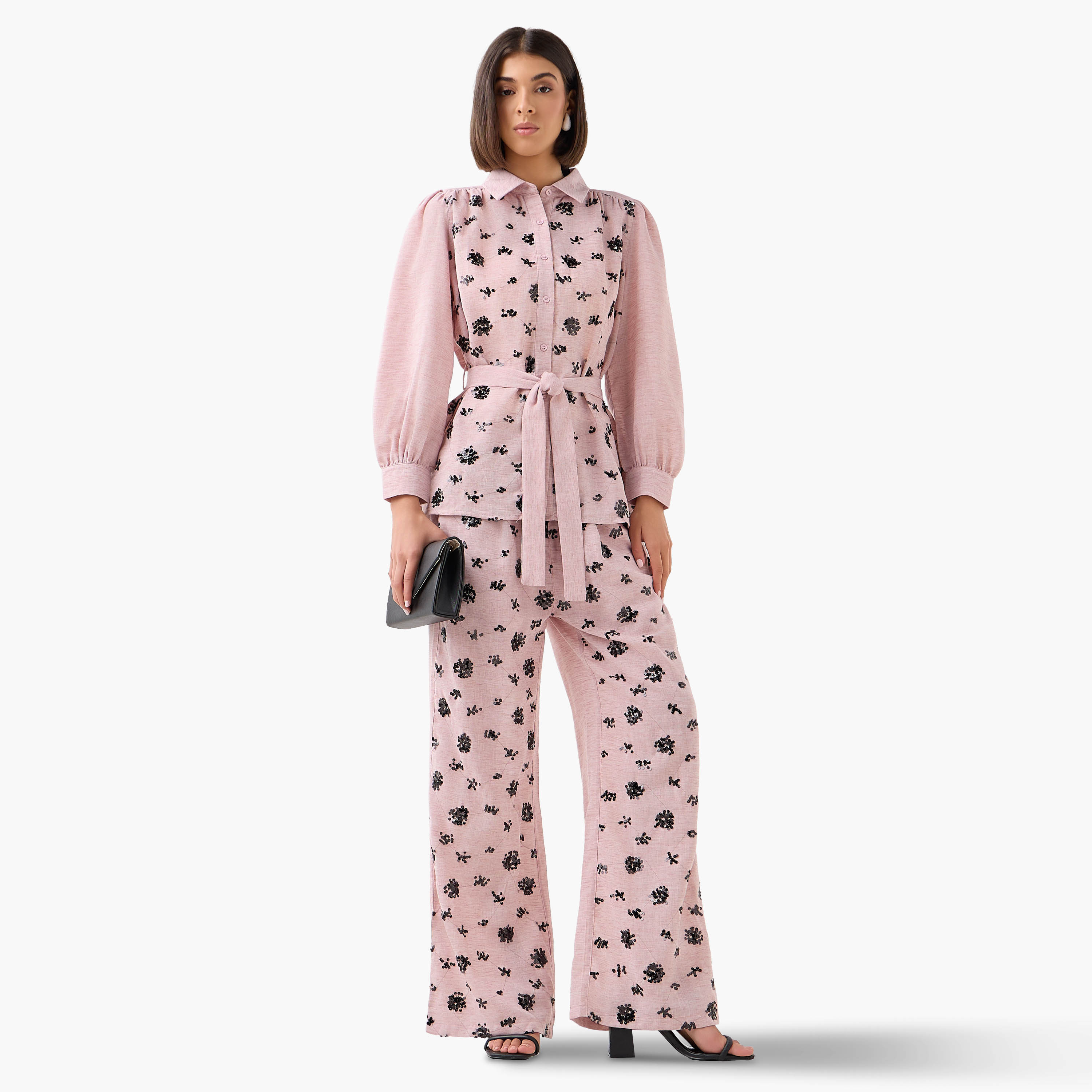 Wide-Leg Trousers with Sequin Embellishment-women-clothing-coordsets-image-3