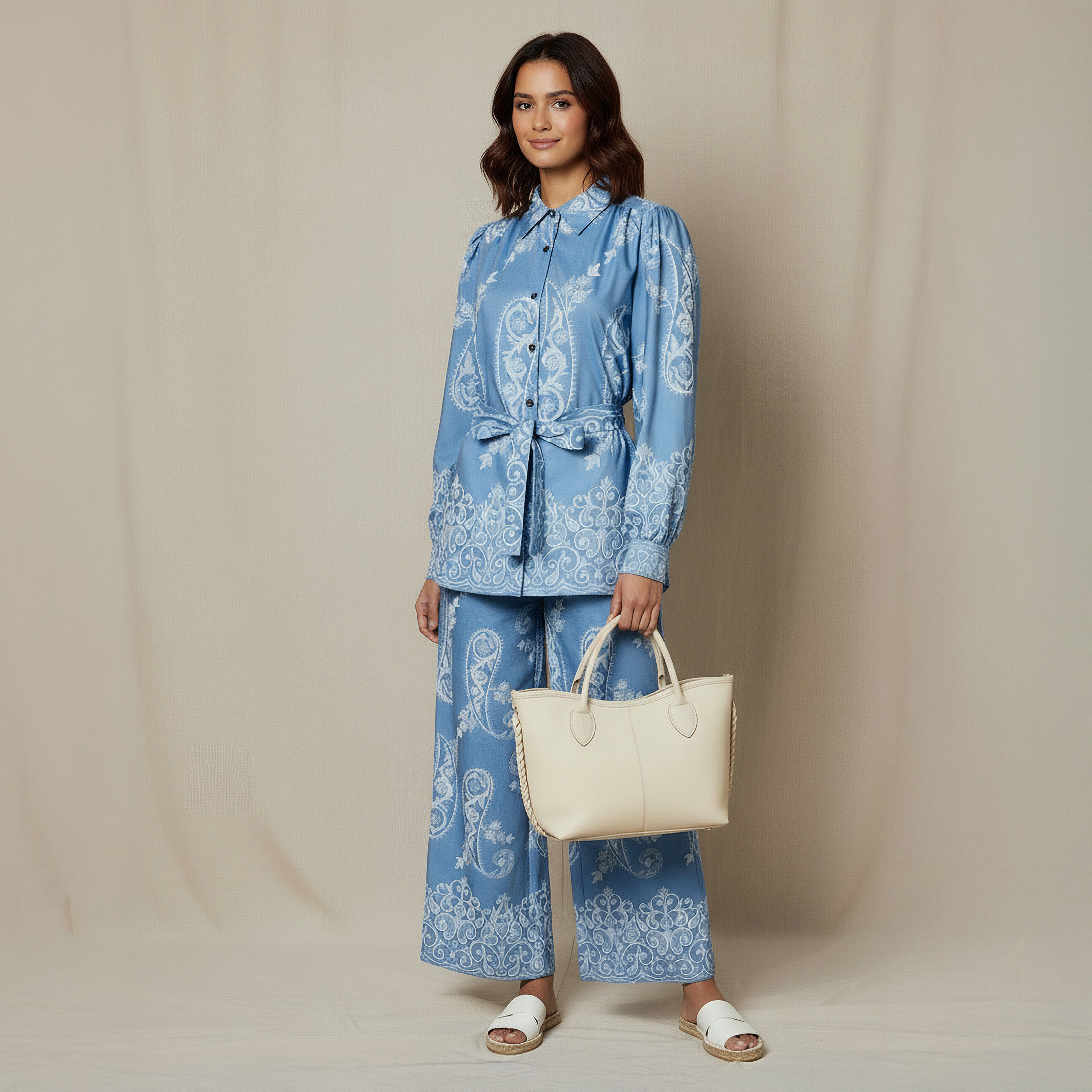 Belted Top with Floral Print-women-clothing-shirtsandblouses-shirts-image-2