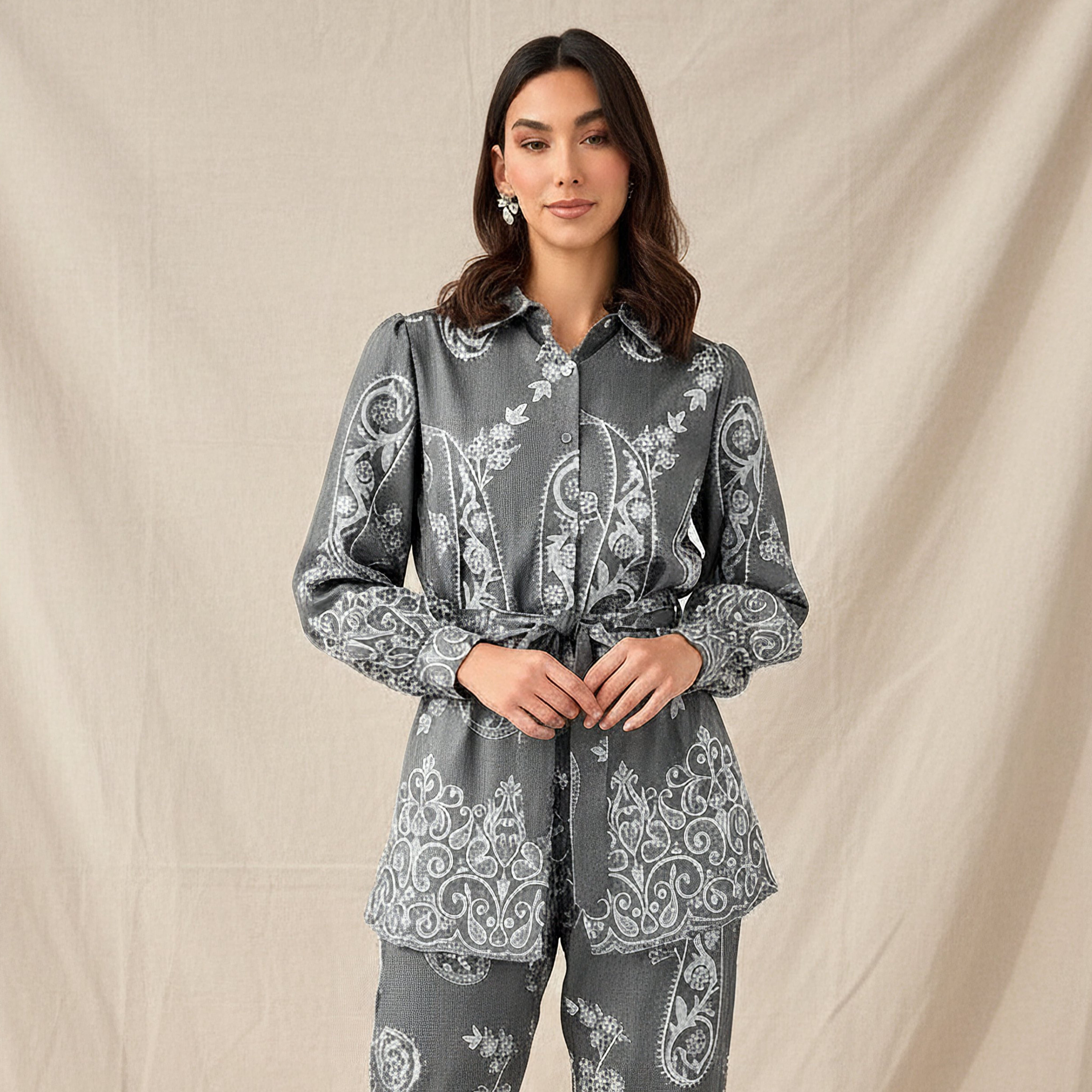 Belted Top with Floral Print-women-clothing-shirtsandblouses-shirts-image-1