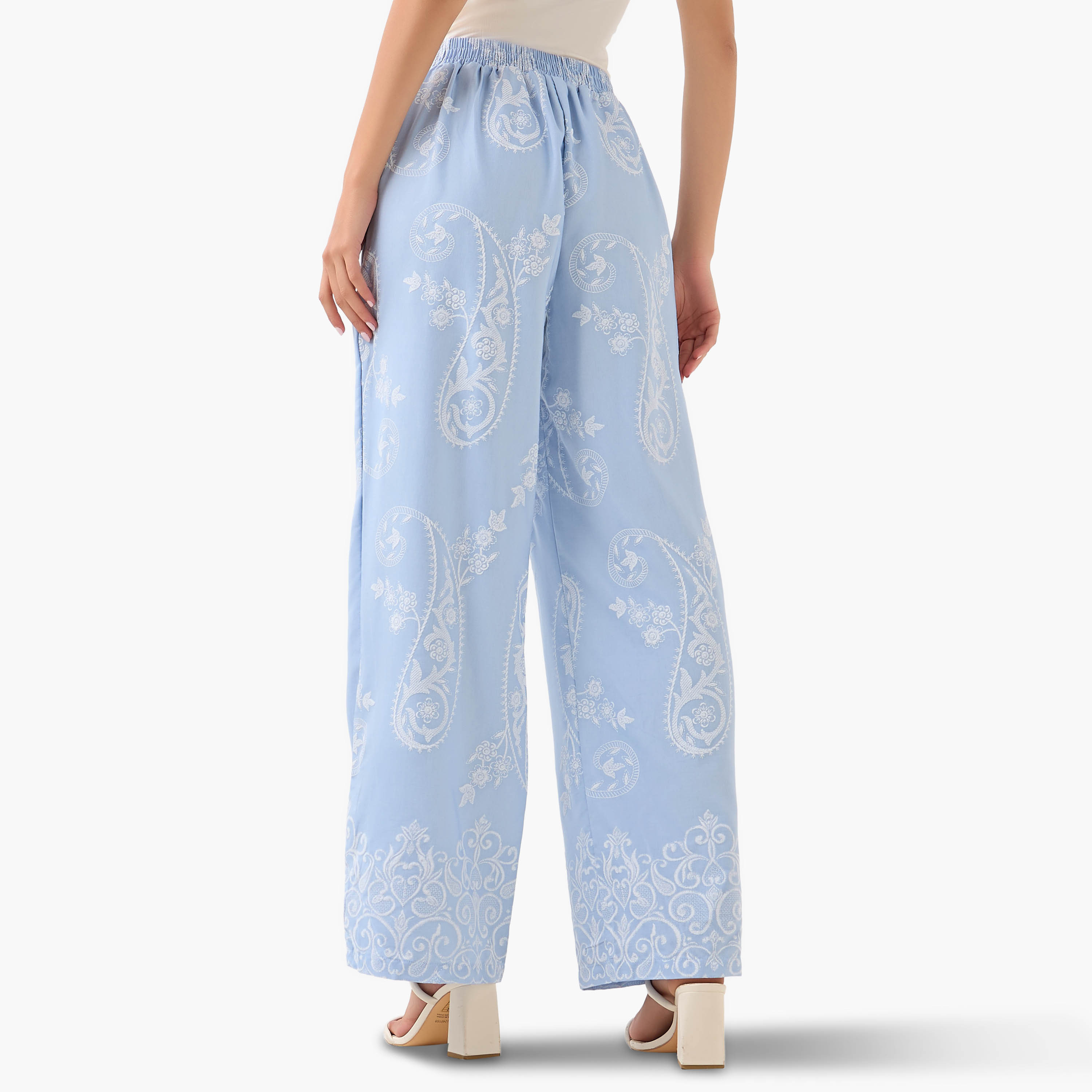 Wide-Leg Paisley Print Pleated Trousers-women-clothing-coordsets-image-4