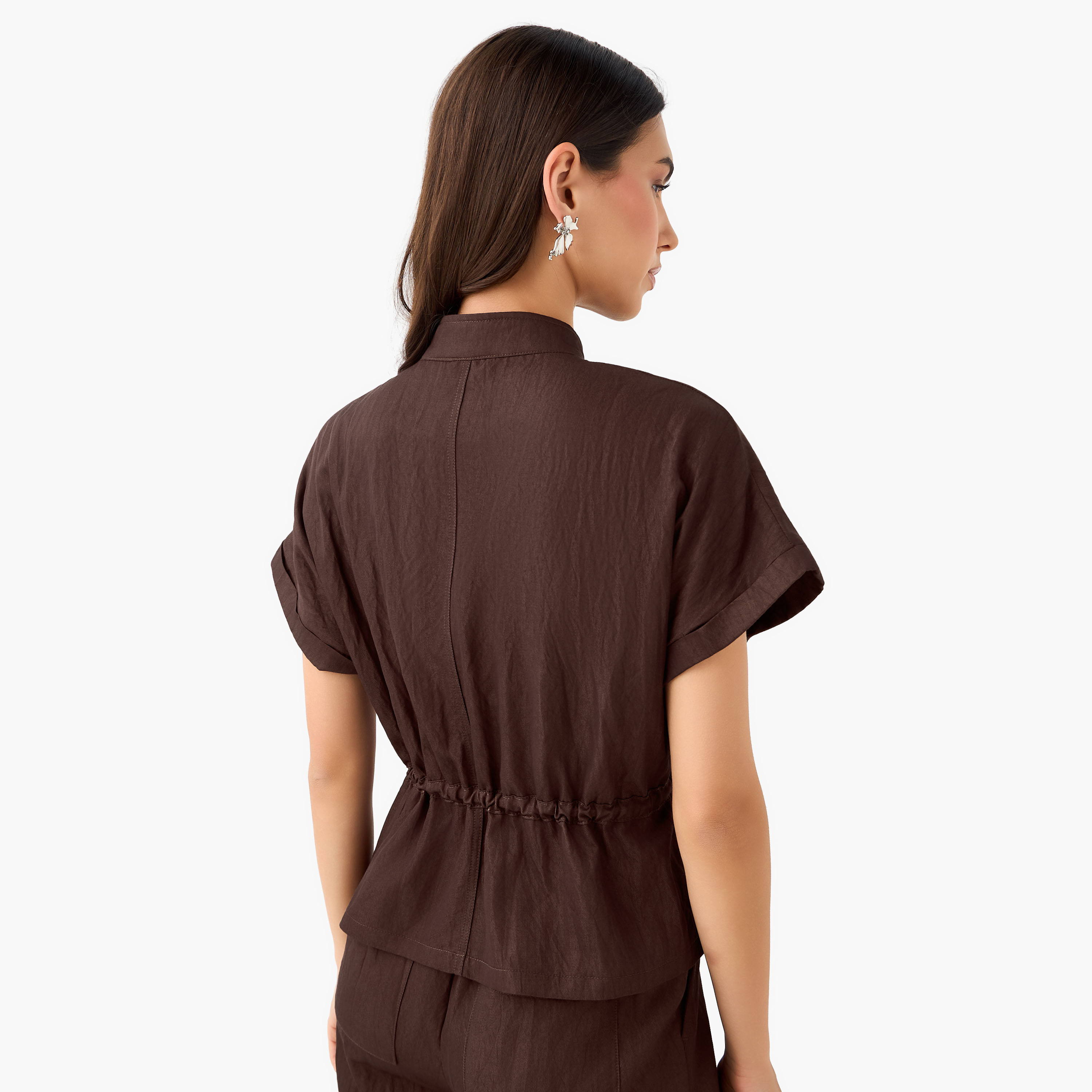 Drawstring Shirt with Extended Sleeves-women-clothing-shirtsandblouses-shirts-image-3