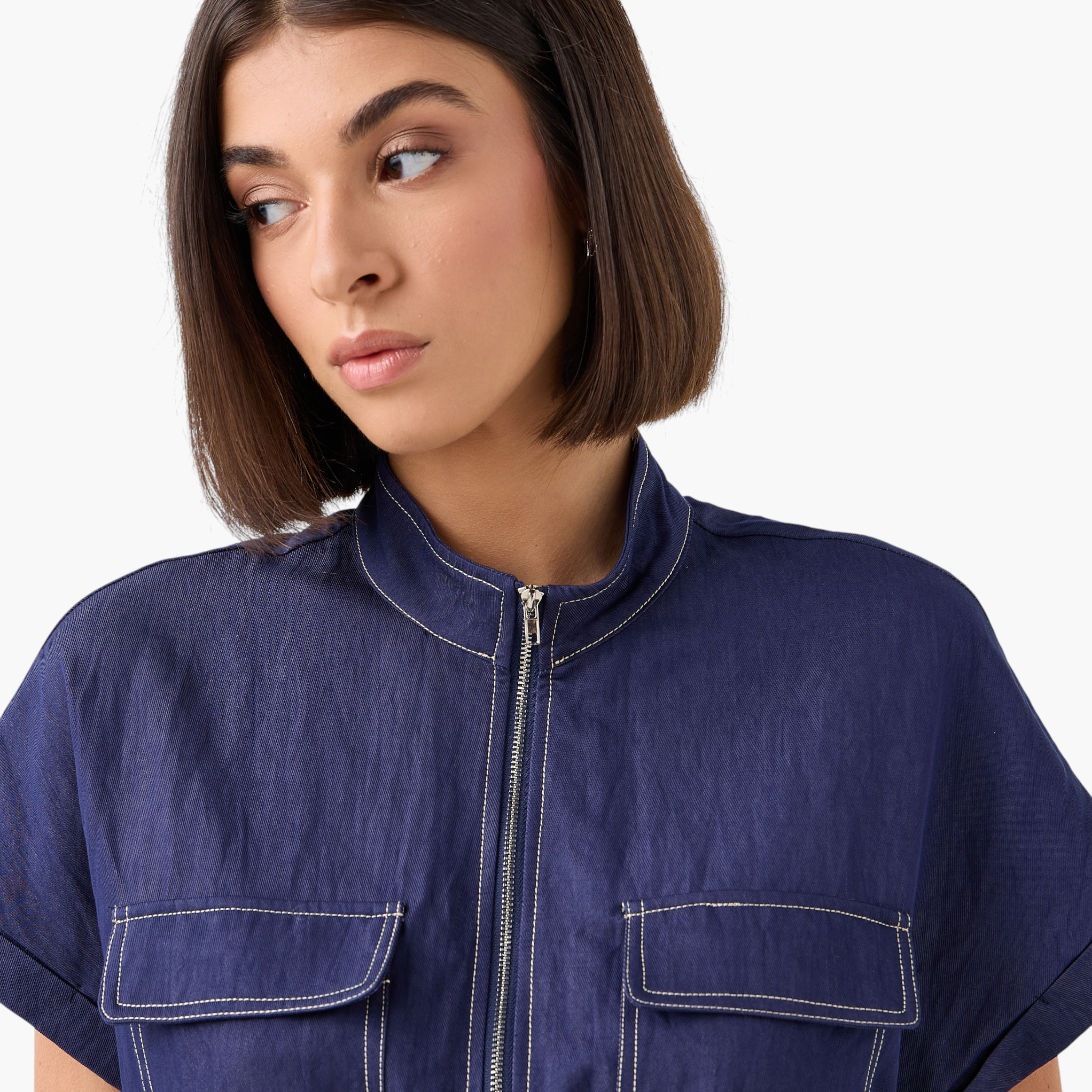 Drawstring Shirt with Extended Sleeves-women-clothing-shirtsandblouses-shirts-image-5