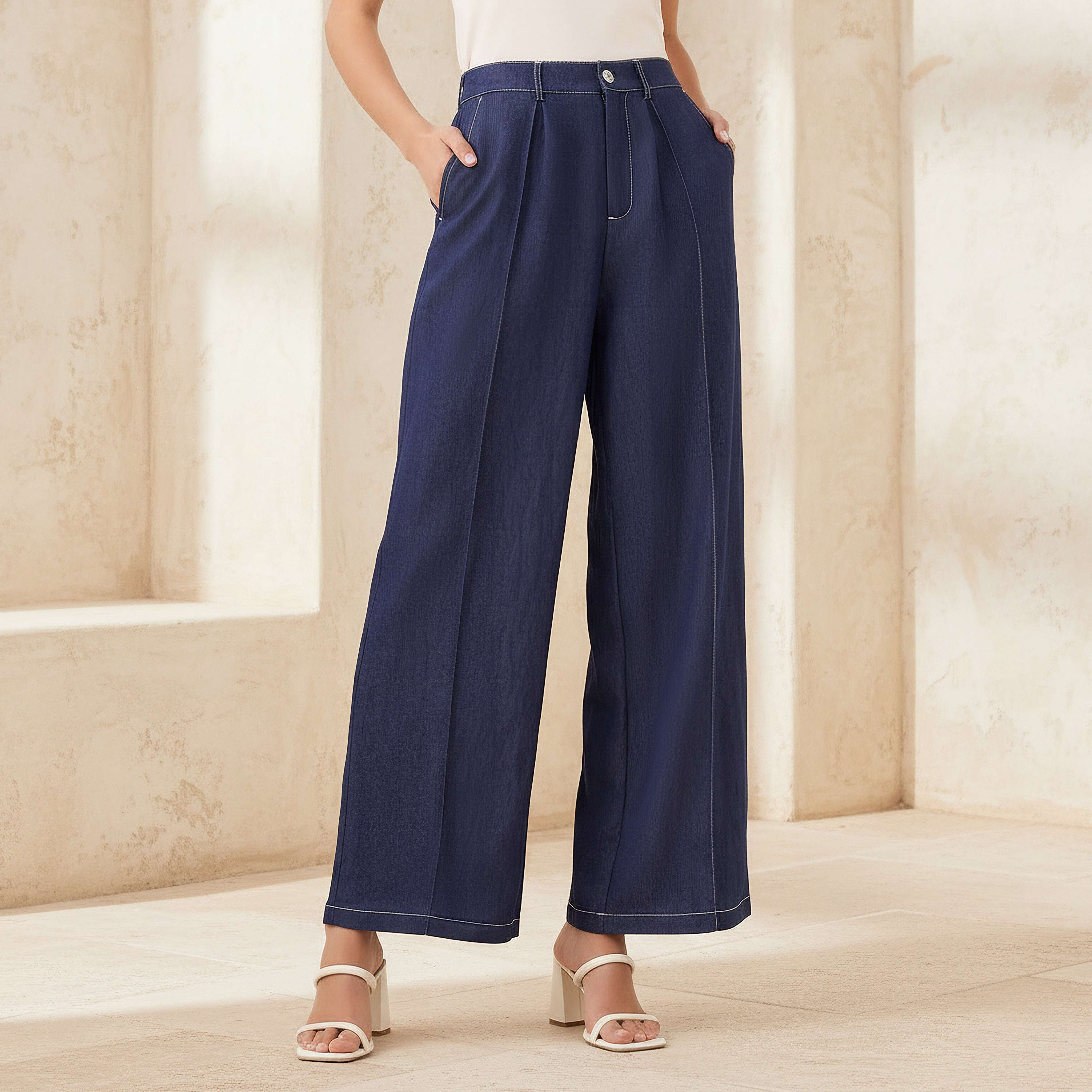 Wide-Leg Pleated Trousers-women-clothing-bottoms-trousers-image-1
