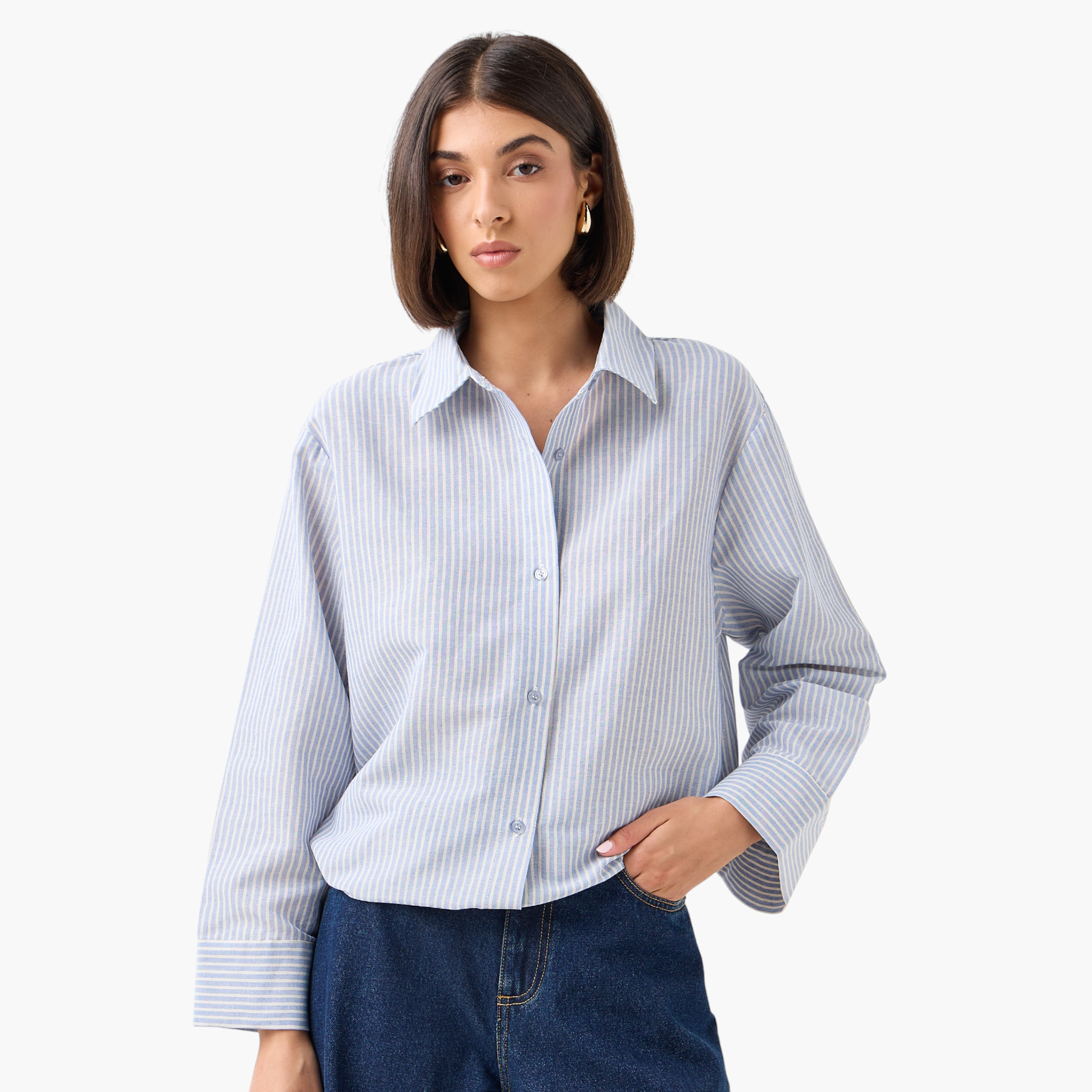 Shirt with Stripes and Long Sleeves-women-clothing-shirtsandblouses-shirts-image-6