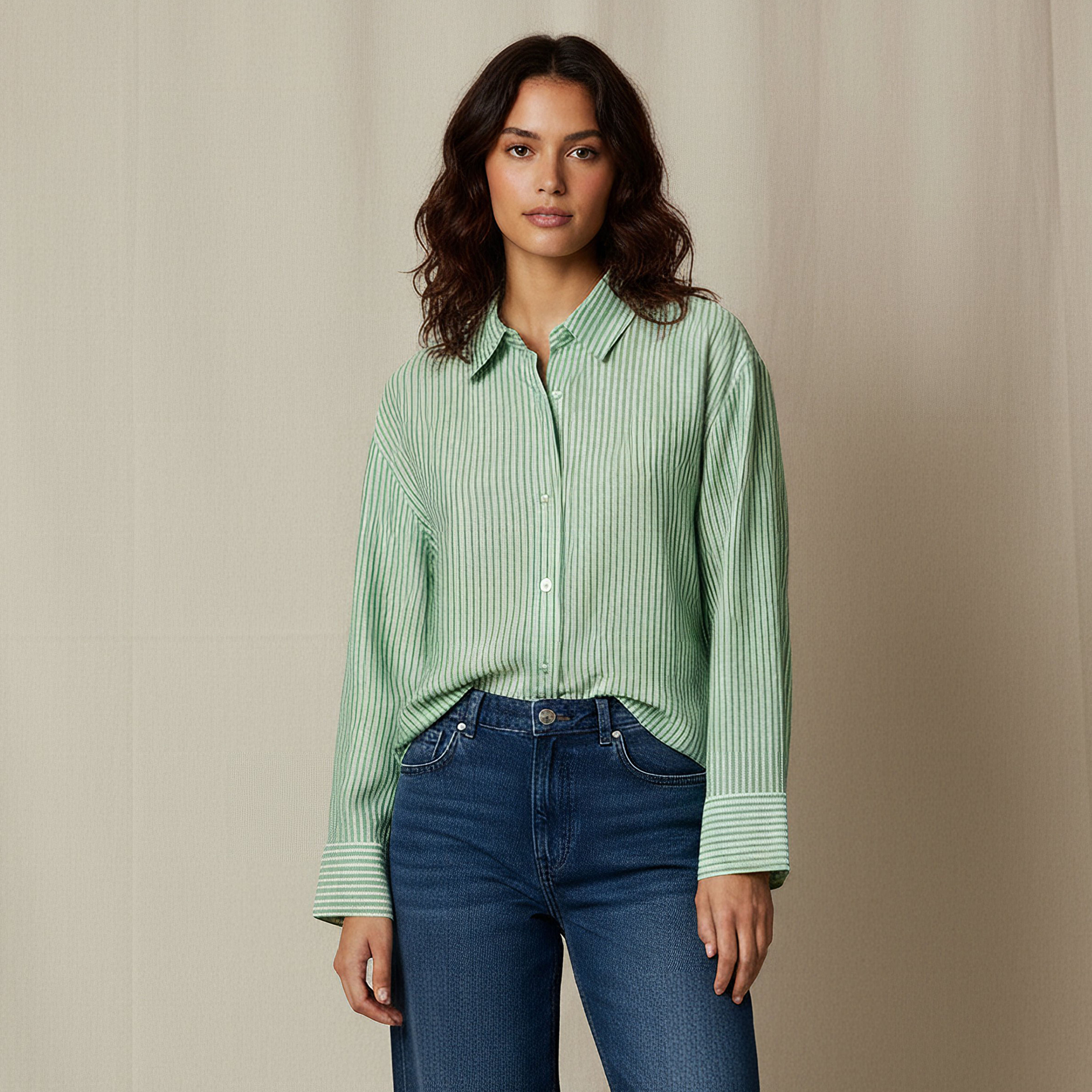 Shirt with Stripes and Long Sleeves-women-clothing-shirtsandblouses-shirts-image-1