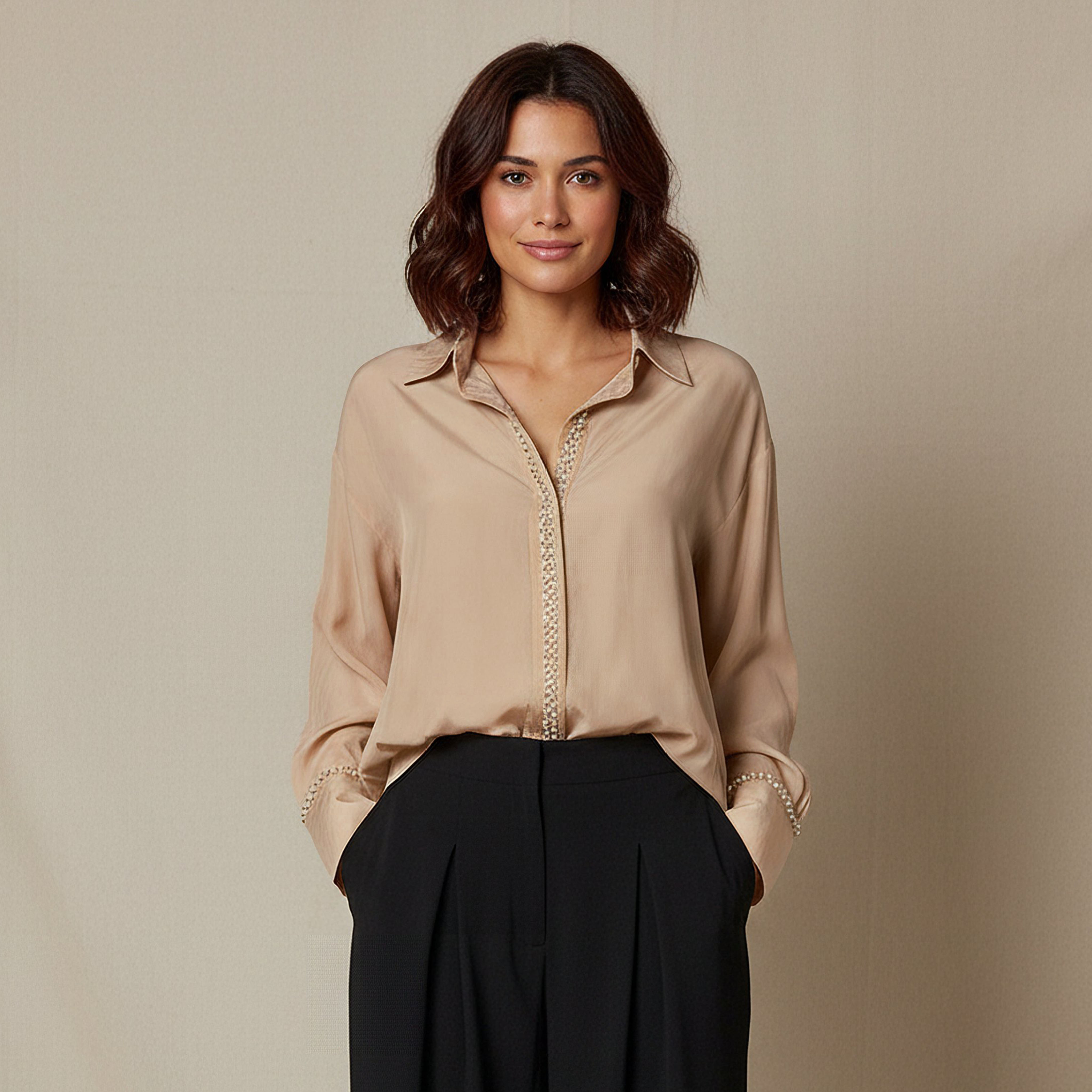 Shirt with Pearl Embellishment and Long Sleeves-women-clothing-shirtsandblouses-shirts-image-1